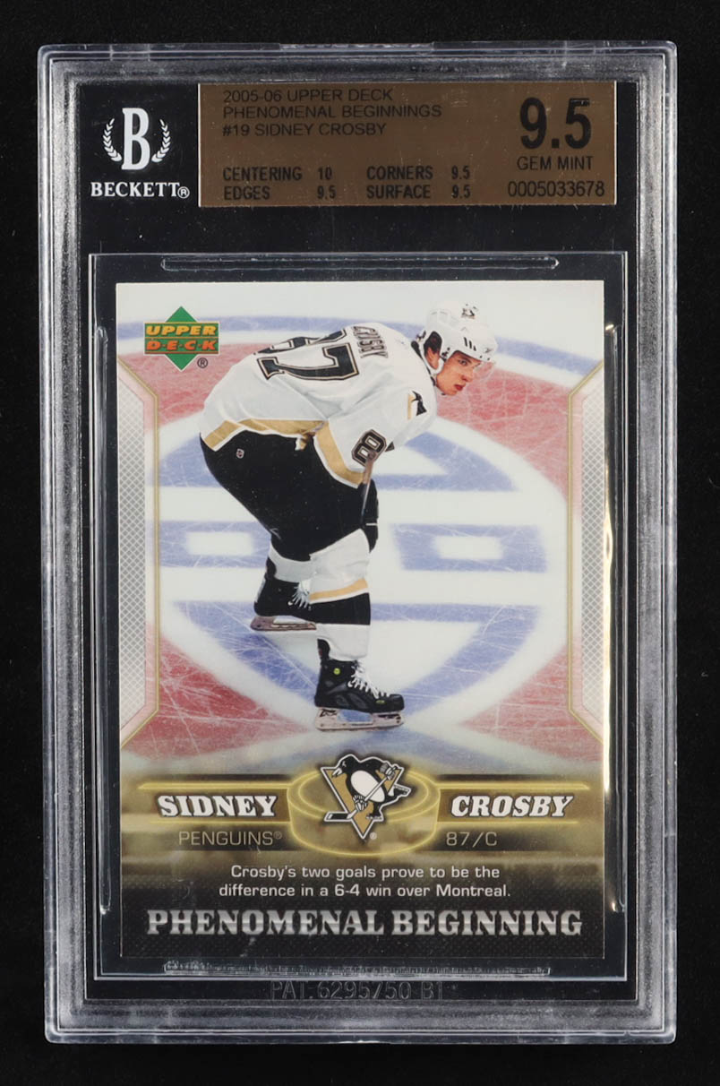 Sidney Crosby 2005-06 Upper Deck Phenomenal Beginnings #19 RC (BGC 9.5) at PristineAuction.com Sidney Crosby 2005-06 Upper Deck Phenomenal Beginnings #19 RC (BGC 9.5) at PristineAuction.com