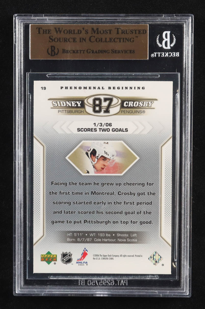 Sidney Crosby 2005-06 Upper Deck Phenomenal Beginnings #19 RC (BGC 9.5) at PristineAuction.com Sidney Crosby 2005-06 Upper Deck Phenomenal Beginnings #19 RC (BGC 9.5) at PristineAuction.com