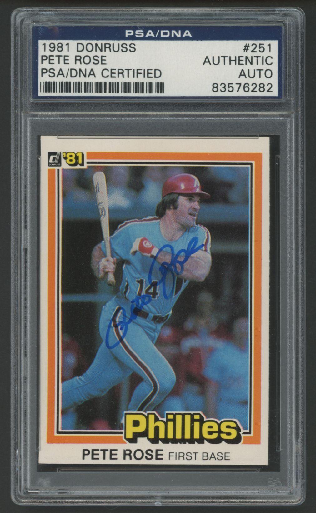 Pete Rose Signed 1981 Donruss #251 (PSA) at PristineAuction.com Pete Rose Signed 1981 Donruss #251 (PSA) at PristineAuction.com