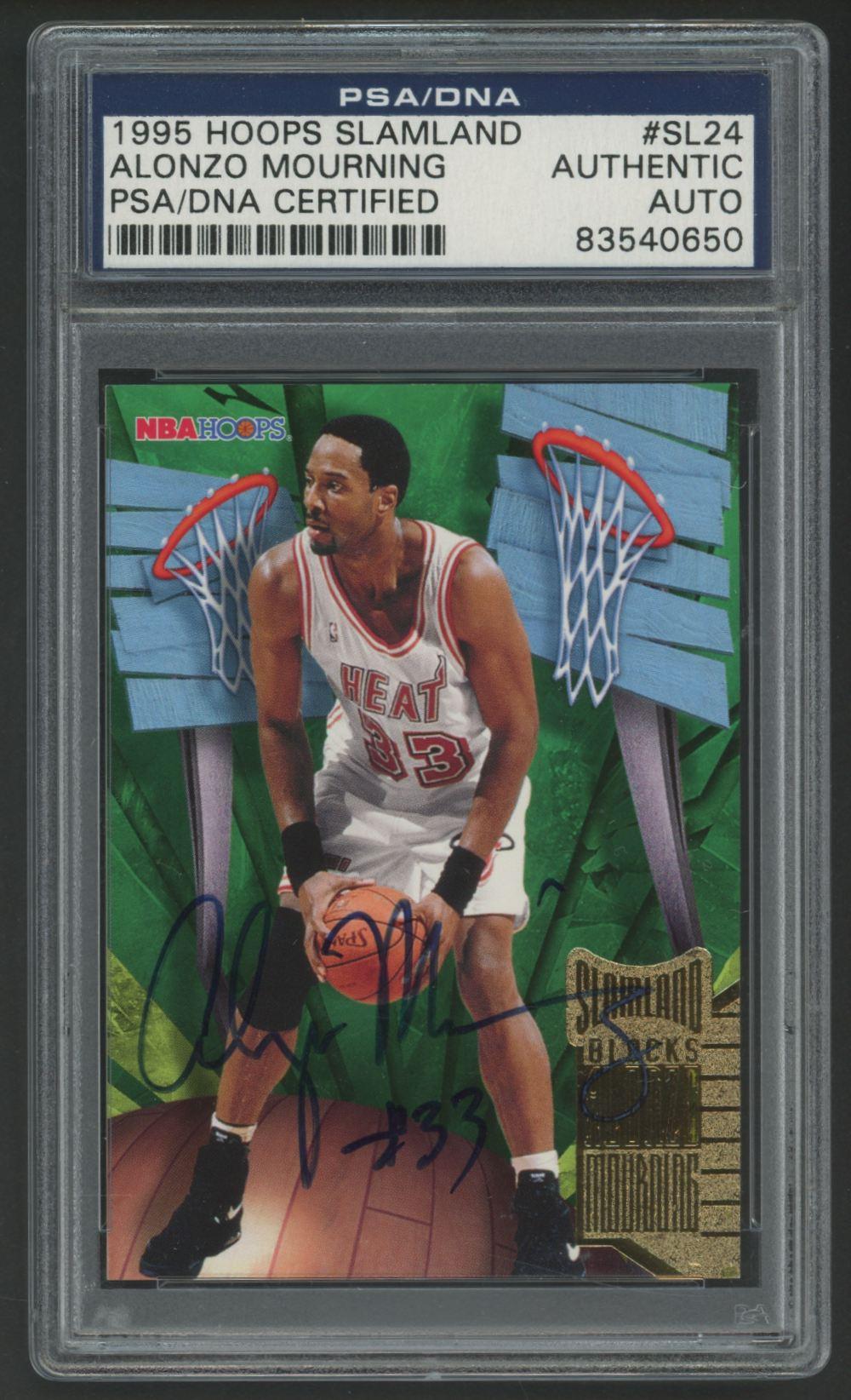 Alonzo Mourning Signed 1995 Hoops Slamland #SL24 (PSA) at PristineAuction.com Alonzo Mourning Signed 1995 Hoops Slamland #SL24 (PSA) at PristineAuction.com