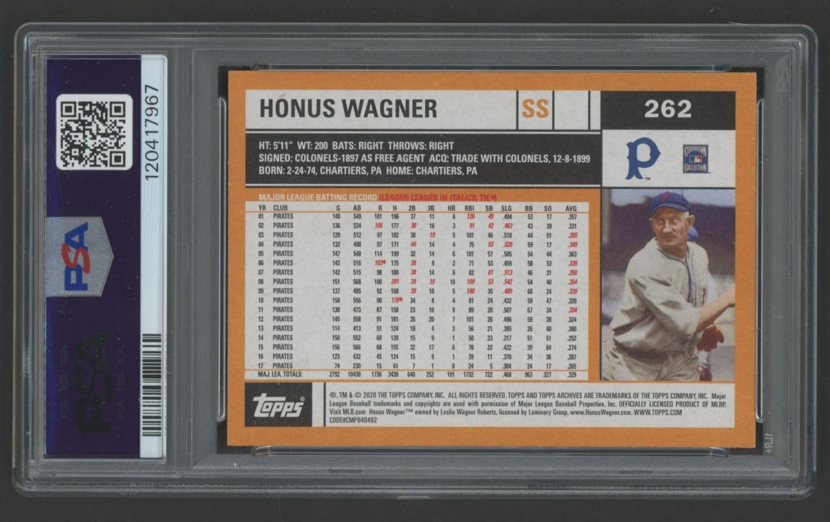 Honus Wagner 2020 Topps Archives #262 (PSA 10) at PristineAuction.com Honus Wagner 2020 Topps Archives #262 (PSA 10) at PristineAuction.com