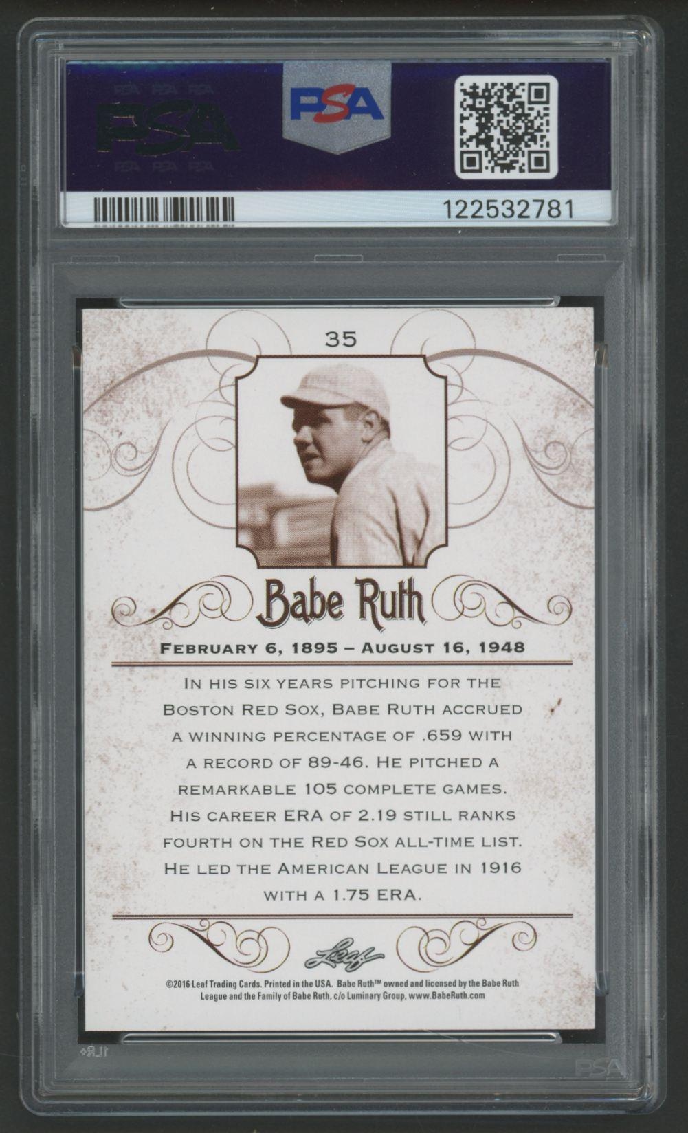 Babe Ruth 2016 Leaf #35 (PSA 10) at PristineAuction.com Babe Ruth 2016 Leaf #35 (PSA 10) at PristineAuction.com