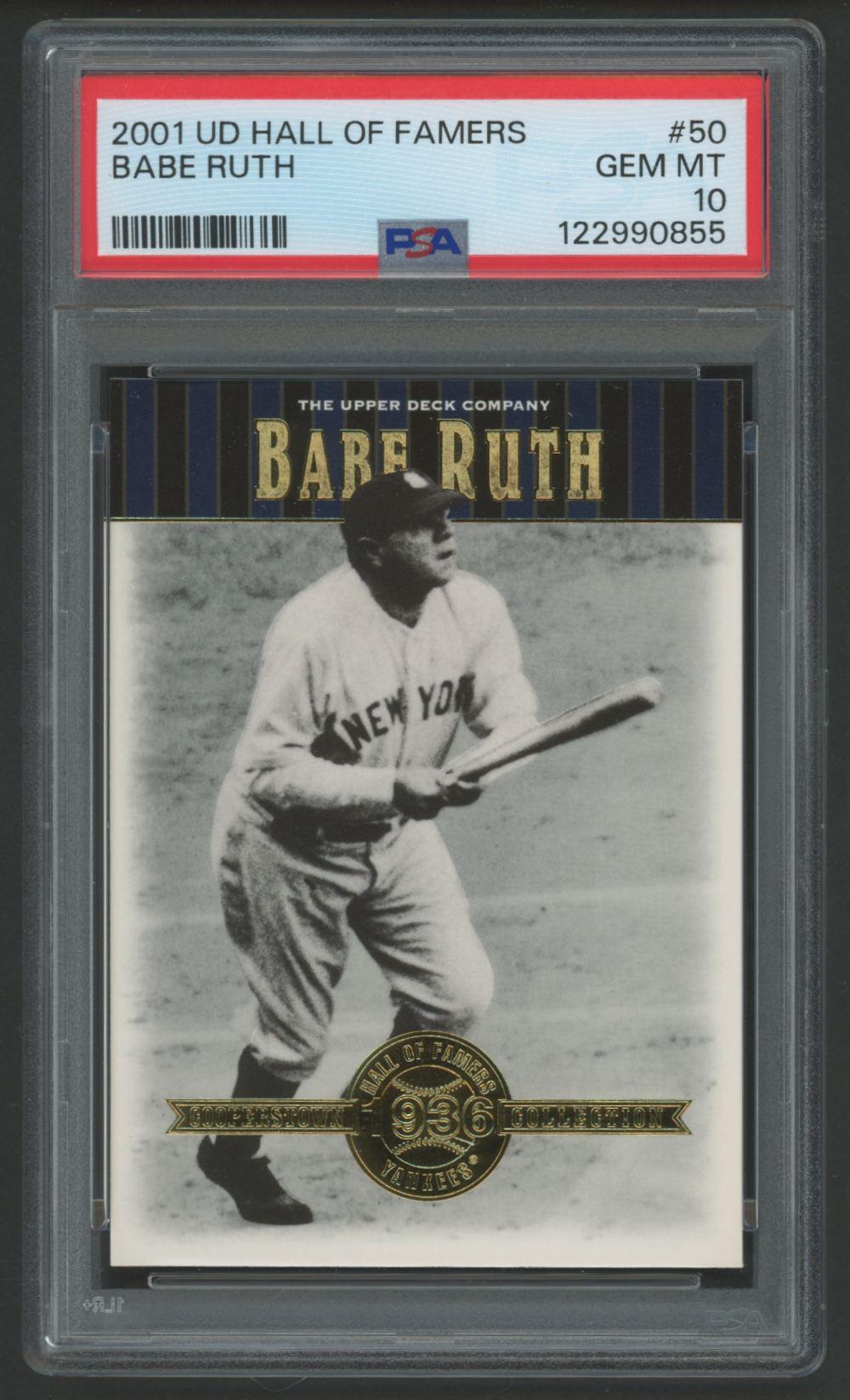 Babe Ruth 2001 Upper Deck Hall of Famers #50 (PSA 10) at PristineAuction.com Babe Ruth 2001 Upper Deck Hall of Famers #50 (PSA 10) at PristineAuction.com