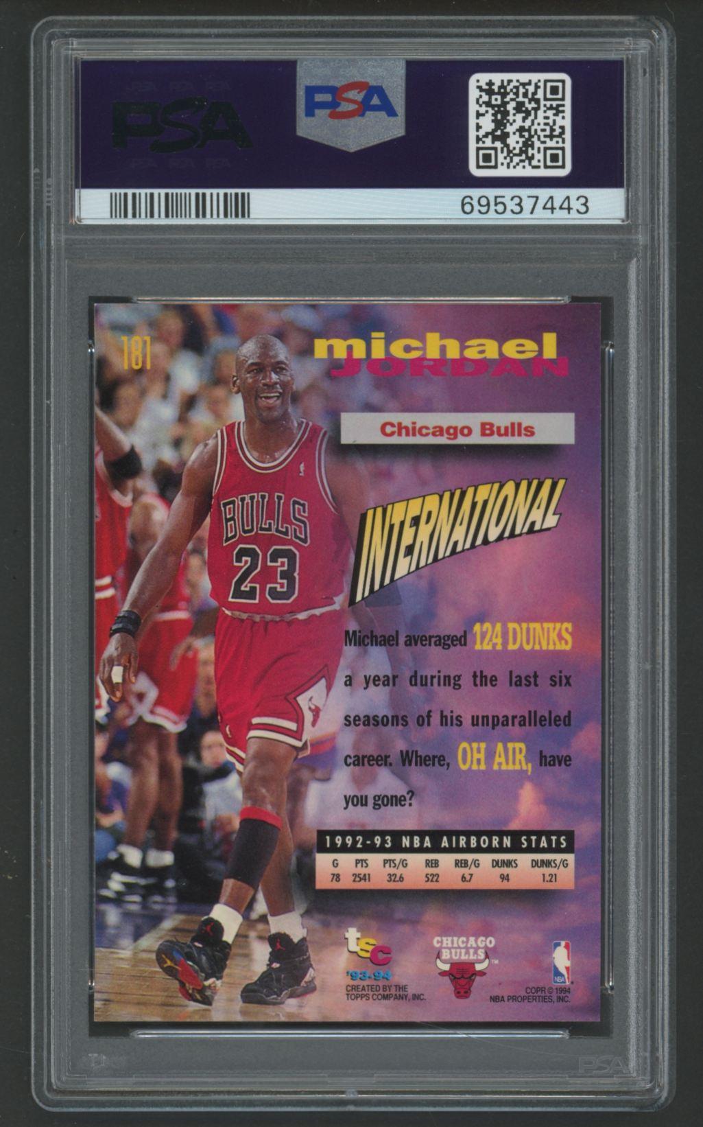 Michael Jordan 1993 Stadium Club Frequent Flyers #181 (PSA 9) at PristineAuction.com Michael Jordan 1993 Stadium Club Frequent Flyers #181 (PSA 9) at PristineAuction.com