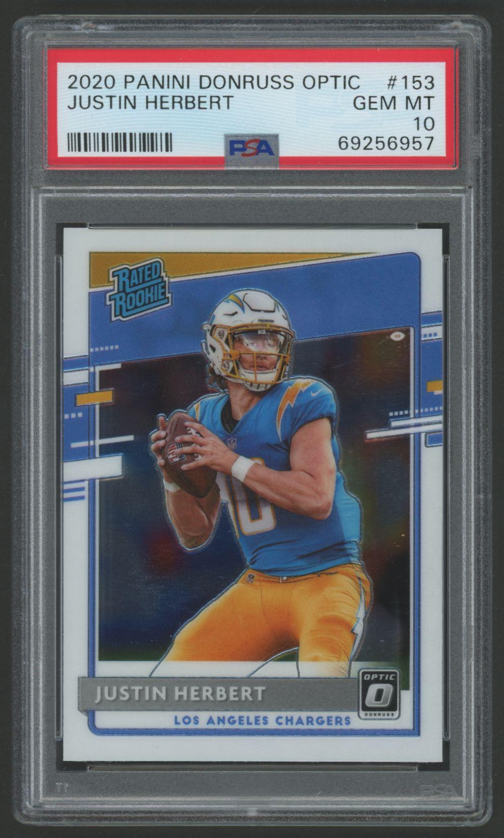 Justin Herbert 2020 Donruss Optic RR #153 RC (PSA 10) at PristineAuction.com Justin Herbert 2020 Donruss Optic RR #153 RC (PSA 10) at PristineAuction.com