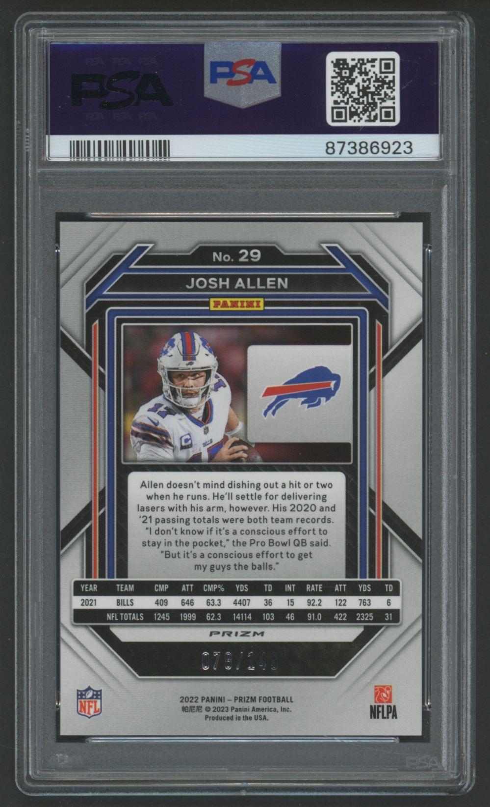 Josh Allen 2022 Panini Prizm Red Wave #29 #78/149 (PSA 9) at PristineAuction.com Josh Allen 2022 Panini Prizm Red Wave #29 #78/149 (PSA 9) at PristineAuction.com