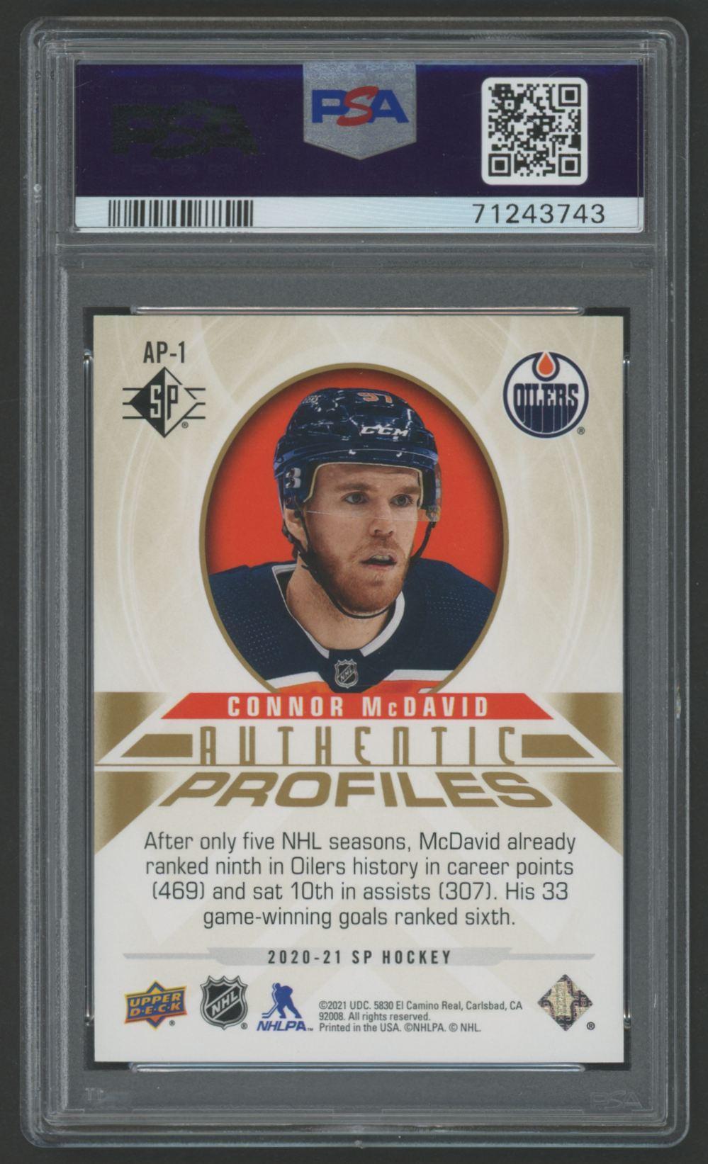 Connor McDavid 2020 SP Authentic Profiles Gold #AP1 #798/999 (PSA 10) at PristineAuction.com Connor McDavid 2020 SP Authentic Profiles Gold #AP1 #798/999 (PSA 10) at PristineAuction.com