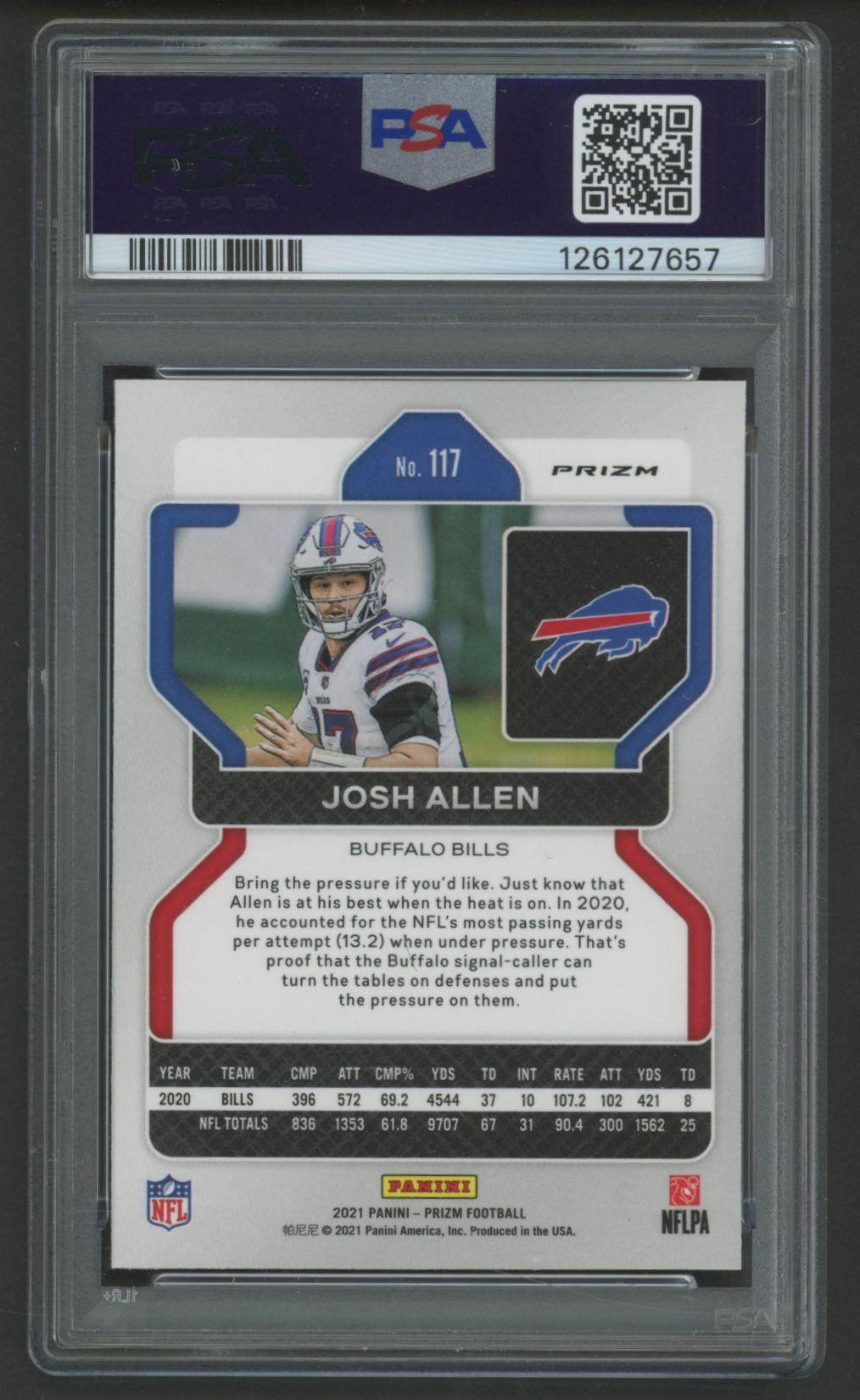 Josh Allen 2021 Panini Prizm Red White Blue #117 (PSA 9) at PristineAuction.com Josh Allen 2021 Panini Prizm Red White Blue #117 (PSA 9) at PristineAuction.com