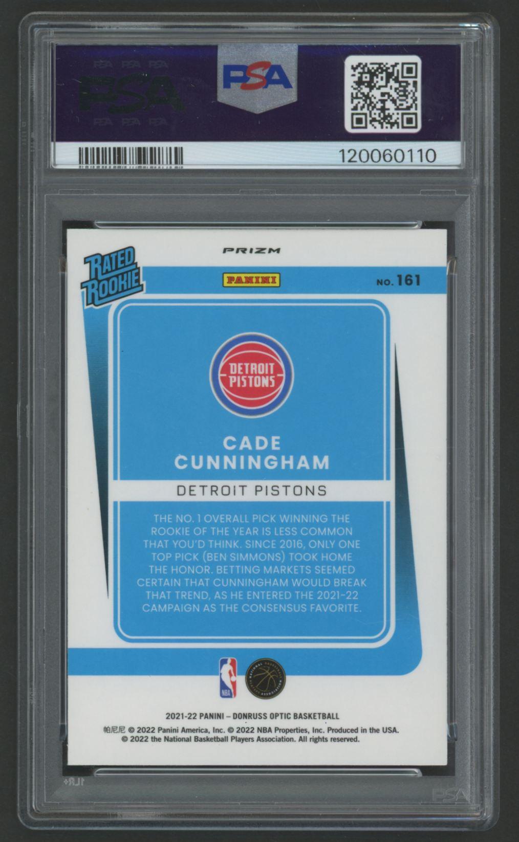 Cade Cunningham 2021 Donruss Optic RR Holo #161 (PSA 9) at PristineAuction.com Cade Cunningham 2021 Donruss Optic RR Holo #161 (PSA 9) at PristineAuction.com
