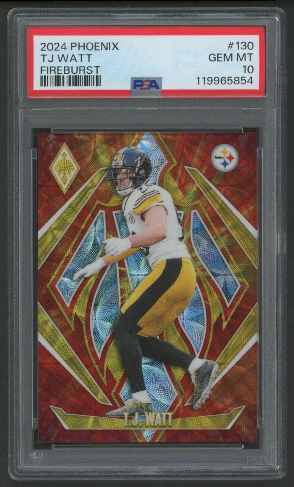 TJ Watt 2024 Phoenix Fireburt #130 #31/350 (PSA 10) at PristineAuction.com TJ Watt 2024 Phoenix Fireburt #130 #31/350 (PSA 10) at PristineAuction.com