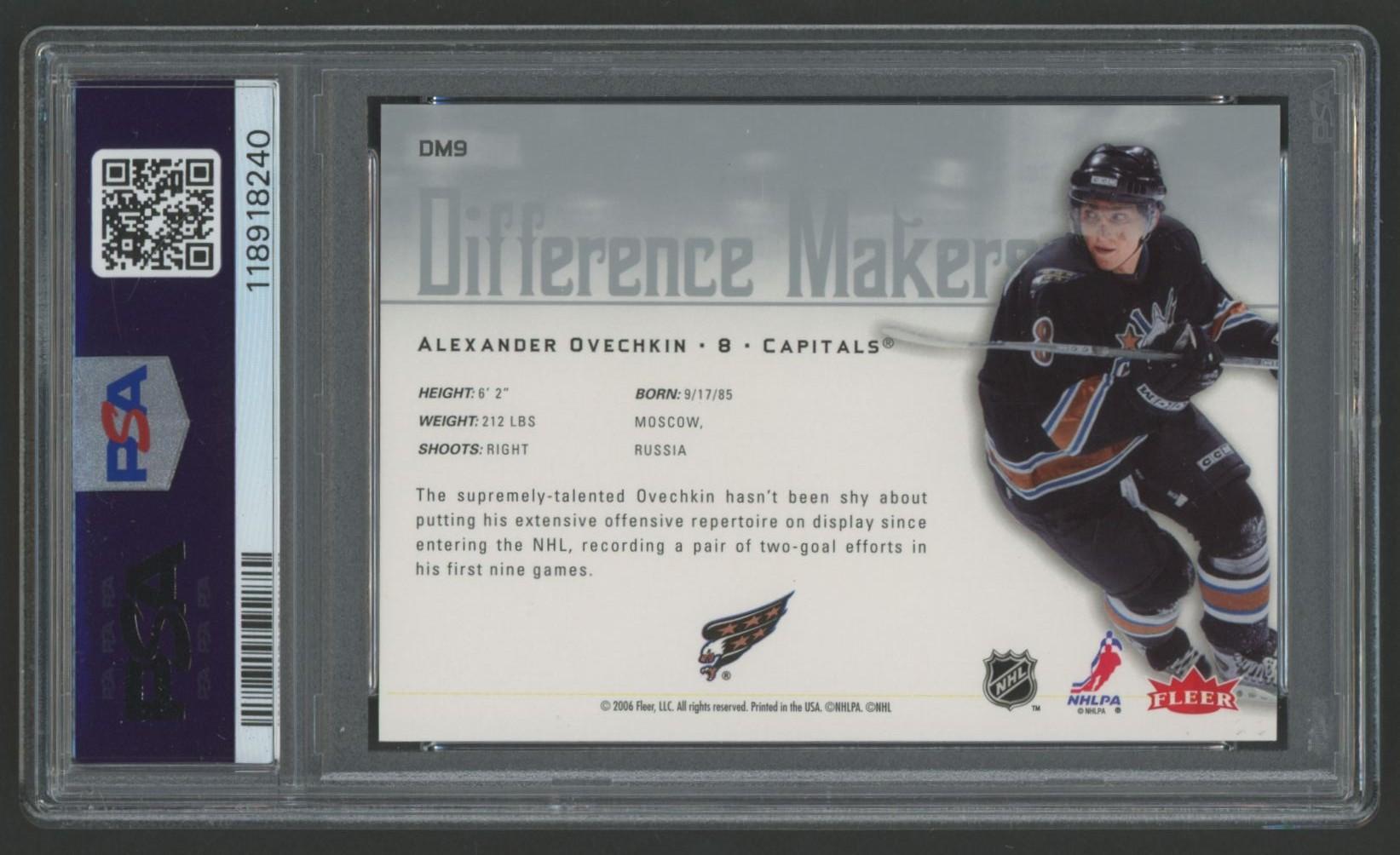 Alexander Ovechkin 2005 Ultra Difference Makers #DM9 RC (PSA 9) at PristineAuction.com Alexander Ovechkin 2005 Ultra Difference Makers #DM9 RC (PSA 9) at PristineAuction.com