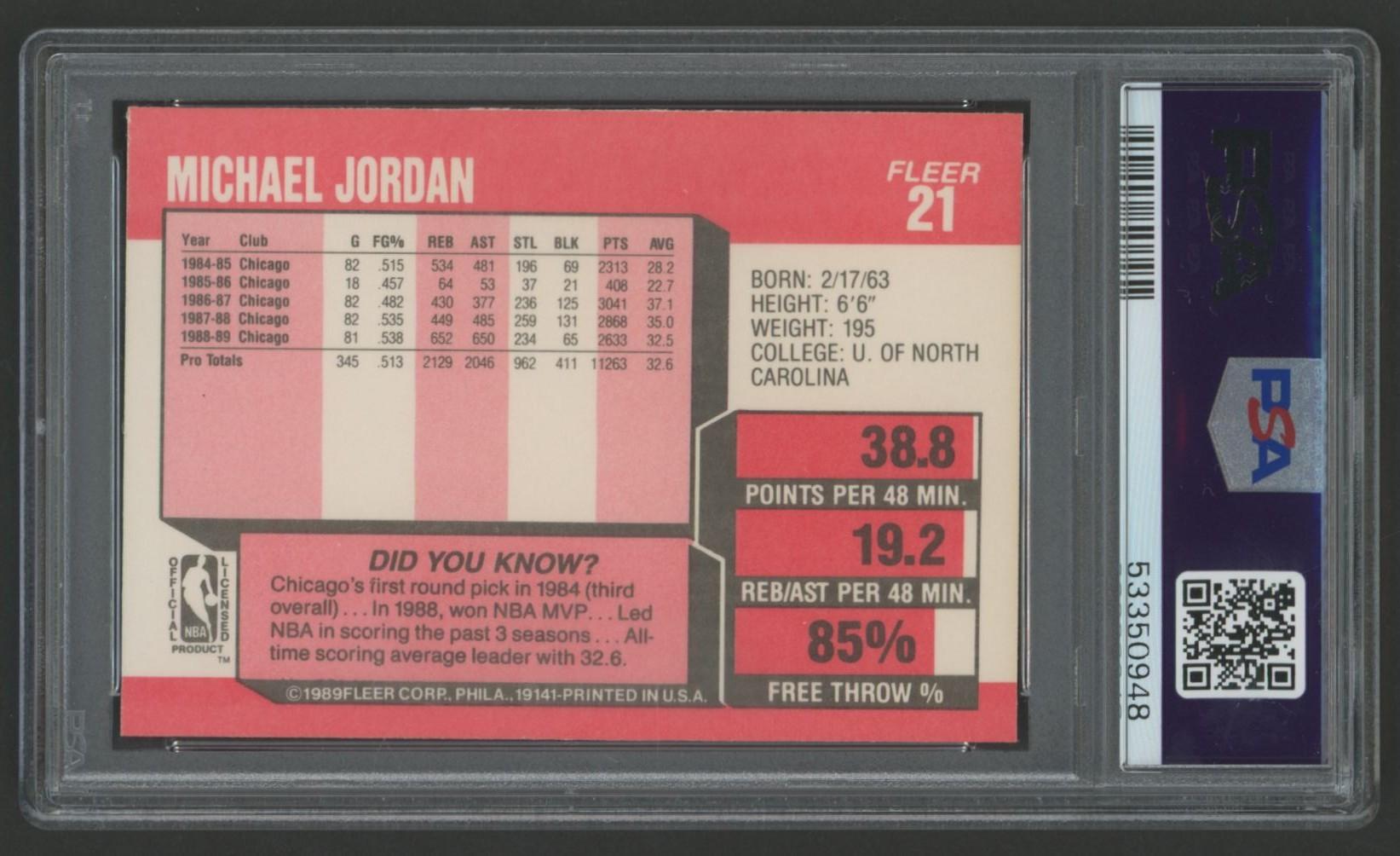Michael Jordan 1989 Fleer #21 (PSA 8) at PristineAuction.com Michael Jordan 1989 Fleer #21 (PSA 8) at PristineAuction.com