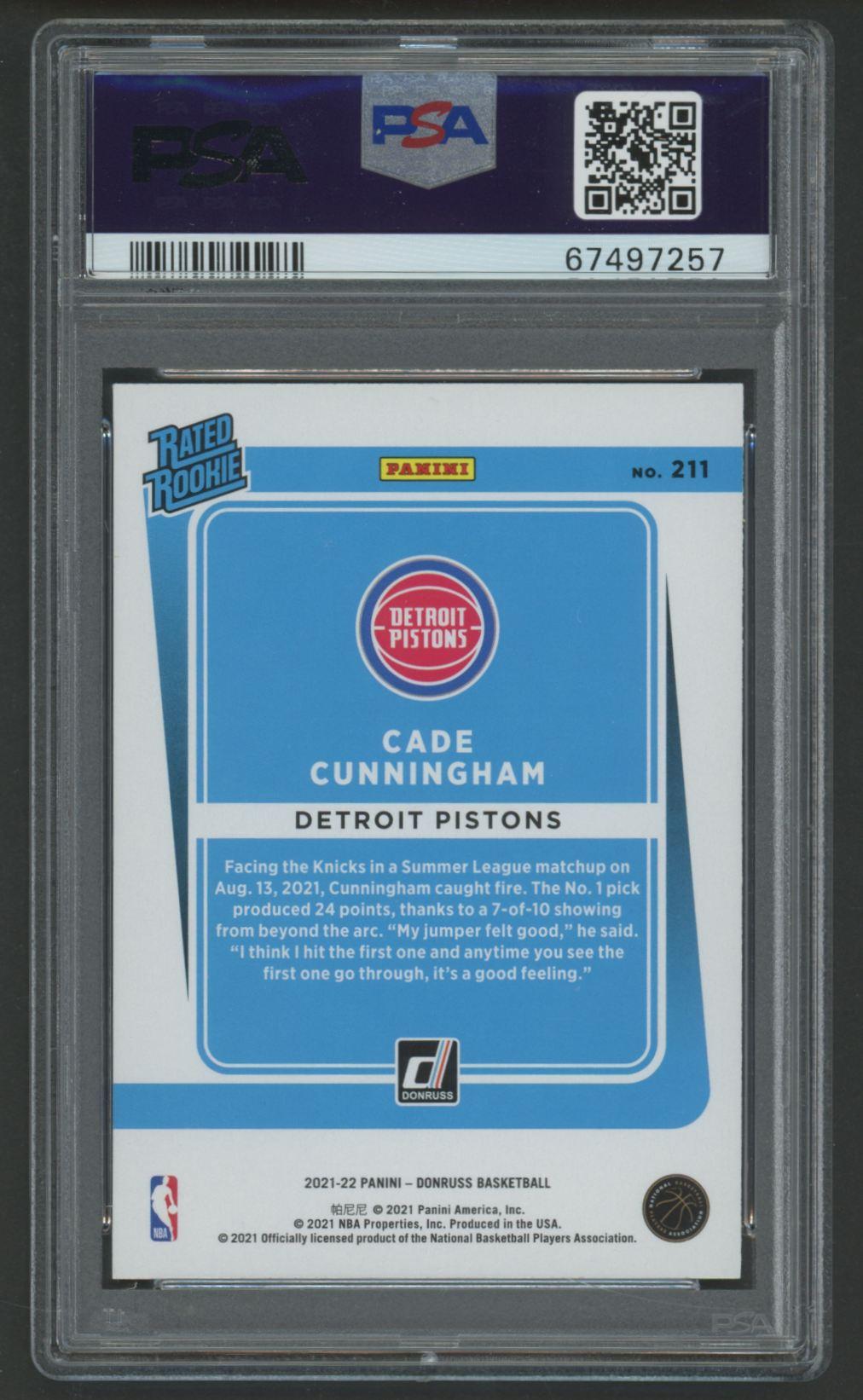Cade Cunningham 2021 Donruss RR #211 RC (PSA 10) at PristineAuction.com Cade Cunningham 2021 Donruss RR #211 RC (PSA 10) at PristineAuction.com