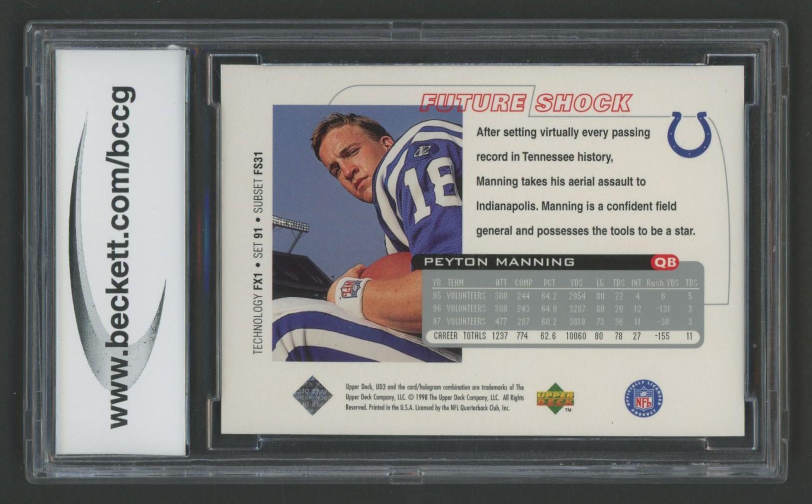 Peyton Manning 1998 UD3 #91 (BCCG 10) at PristineAuction.com Peyton Manning 1998 UD3 #91 (BCCG 10) at PristineAuction.com