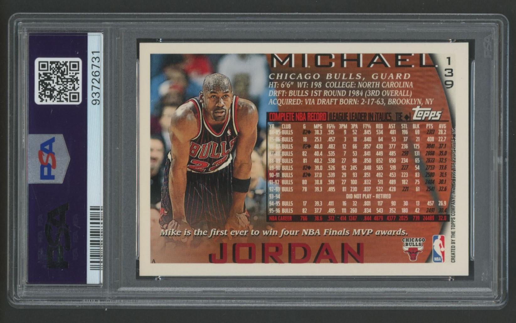 Michael Jordan 1996 Topps #139 (PSA 9) at PristineAuction.com Michael Jordan 1996 Topps #139 (PSA 9) at PristineAuction.com