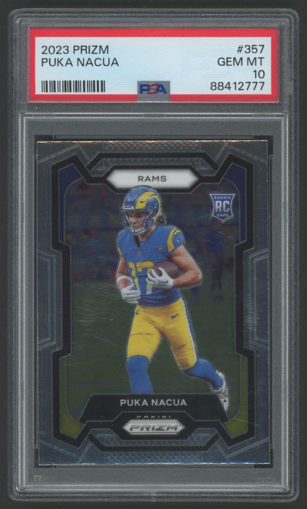 Puka Nacua 2023 Panini Prizm #357 RC (PSA 10) at PristineAuction.com Puka Nacua 2023 Panini Prizm #357 RC (PSA 10) at PristineAuction.com