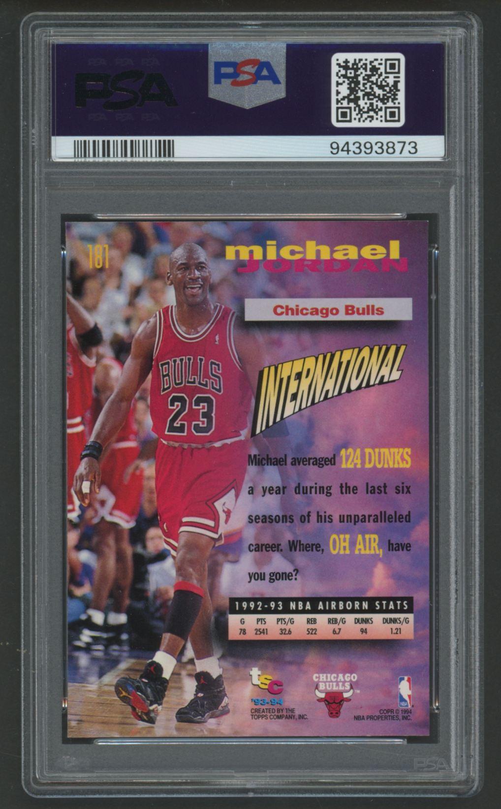 Michael Jordan 1993 Stadium Club Frequent Flyers #181 (PSA 9) at PristineAuction.com Michael Jordan 1993 Stadium Club Frequent Flyers #181 (PSA 9) at PristineAuction.com