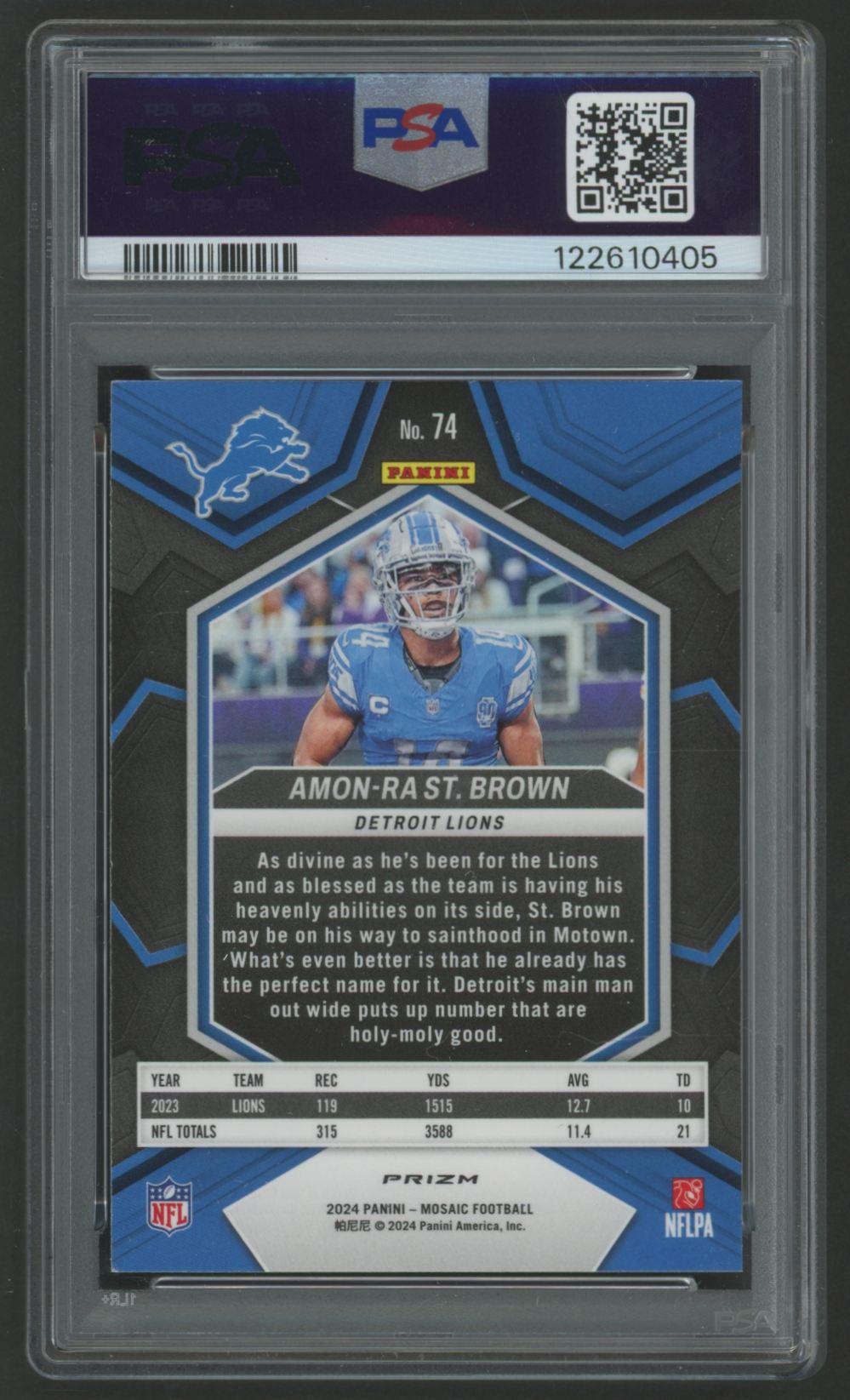 Amon-Ra St. Brown 2024 Mosaic Mosaic Green #24 (PSA 10) at PristineAuction.com Amon-Ra St. Brown 2024 Mosaic Mosaic Green #24 (PSA 10) at PristineAuction.com