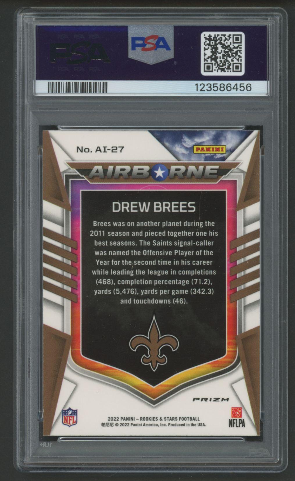 Drew Brees 2022 Rookies & Stars Airborne #AI27 (PSA 10) at PristineAuction.com Drew Brees 2022 Rookies & Stars Airborne #AI27 (PSA 10) at PristineAuction.com