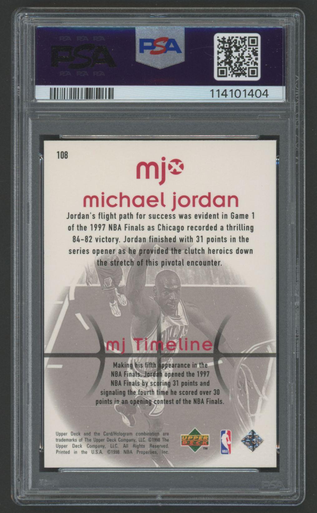 Michael Jordan 1998 Upper Deck MJx #108 (PSA 9) at PristineAuction.com Michael Jordan 1998 Upper Deck MJx #108 (PSA 9) at PristineAuction.com