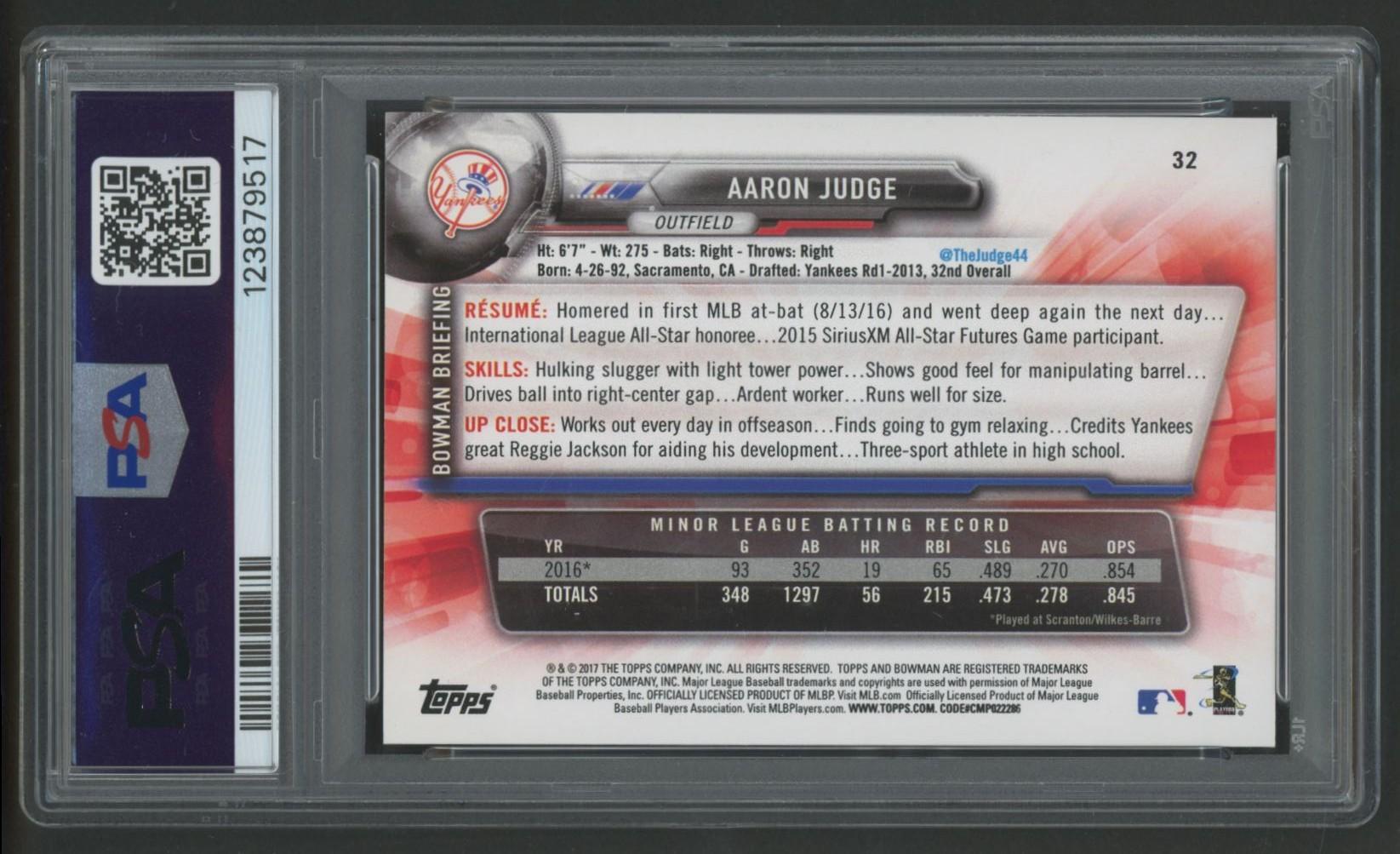 Aaron Judge 2017 Bowman #32 (PSA 9) at PristineAuction.com Aaron Judge 2017 Bowman #32 (PSA 9) at PristineAuction.com