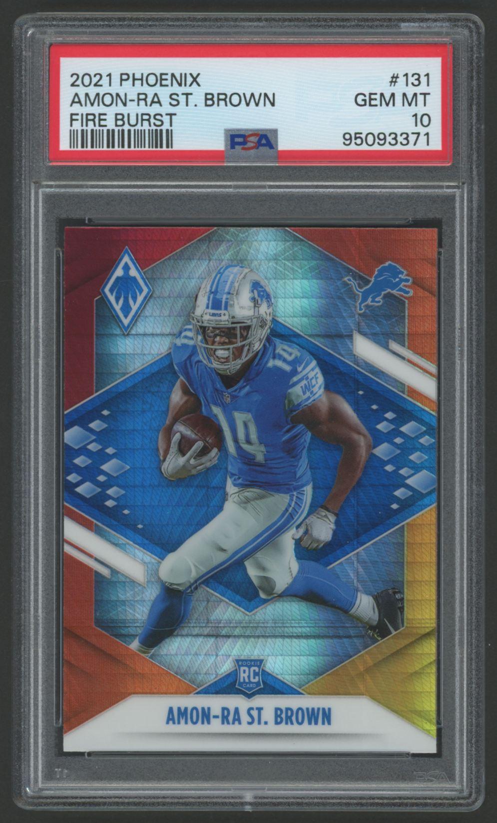Amon-Ra St. Brown 2021 Phoenix Fire Burst #131 RC (PSA 10) at PristineAuction.com Amon-Ra St. Brown 2021 Phoenix Fire Burst #131 RC (PSA 10) at PristineAuction.com