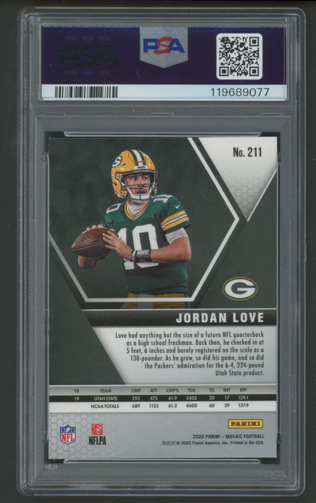 Jordan Love 2020 Mosaic #211 RC (PSA 10) at PristineAuction.com Jordan Love 2020 Mosaic #211 RC (PSA 10) at PristineAuction.com