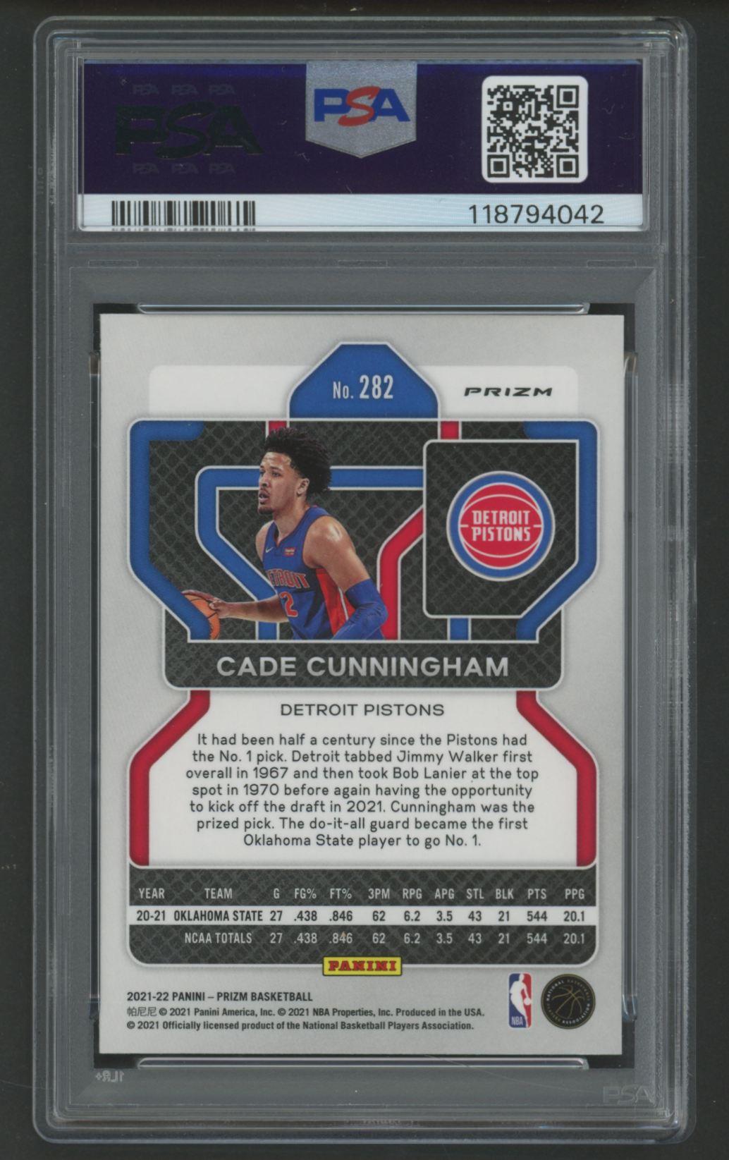 Cade Cunningham 2021 Panini Prizm Ice #282 RC (PSA 9) at PristineAuction.com Cade Cunningham 2021 Panini Prizm Ice #282 RC (PSA 9) at PristineAuction.com