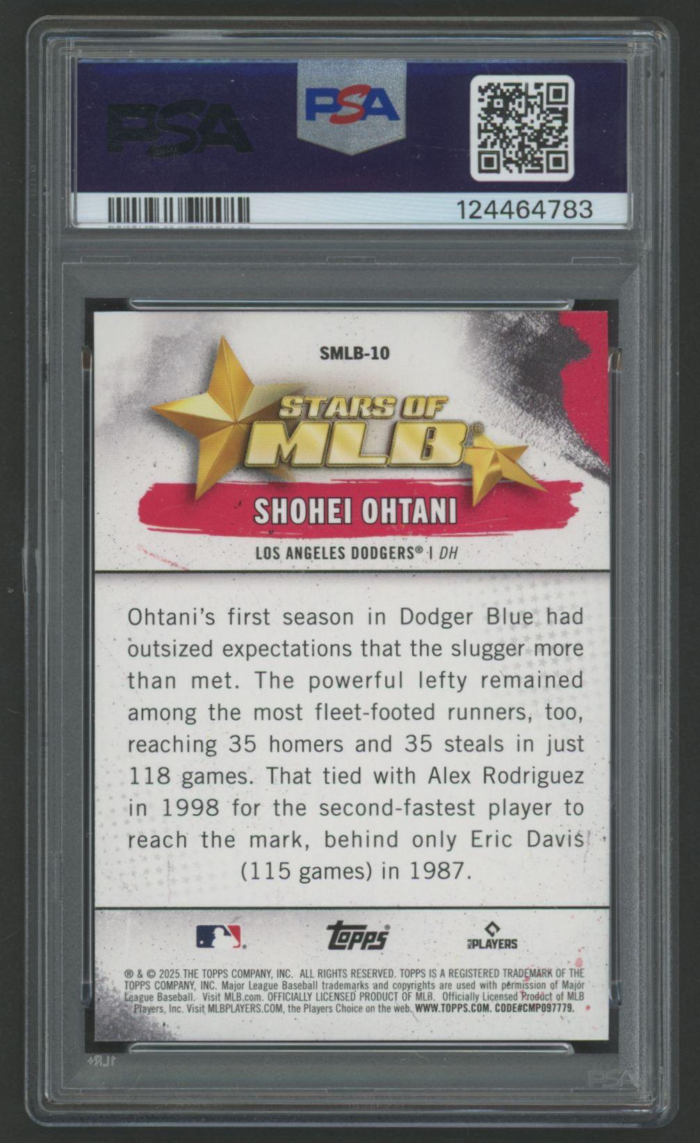 Shohei Ohtani 2025 Topps Stars of MLB #SMLB10 (PSA 10) at PristineAuction.com Shohei Ohtani 2025 Topps Stars of MLB #SMLB10 (PSA 10) at PristineAuction.com