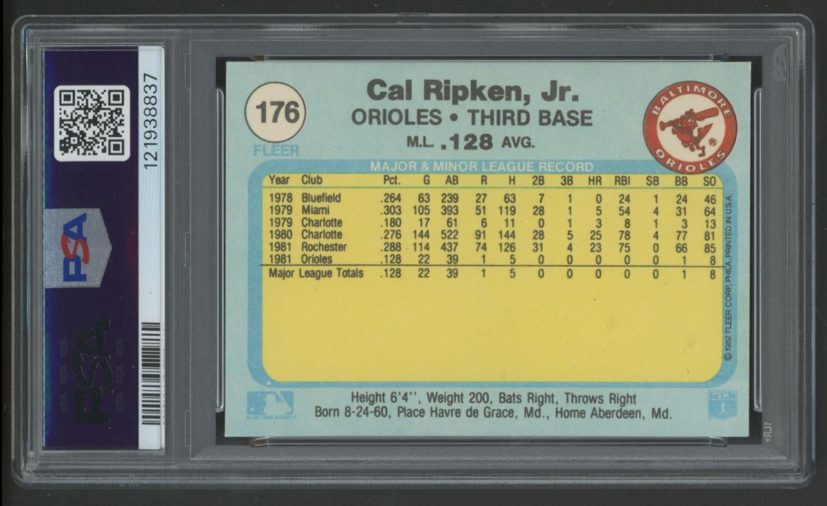 Cal Ripken Jr. 1982 Fleer #176 (PSA 8) at PristineAuction.com Cal Ripken Jr. 1982 Fleer #176 (PSA 8) at PristineAuction.com