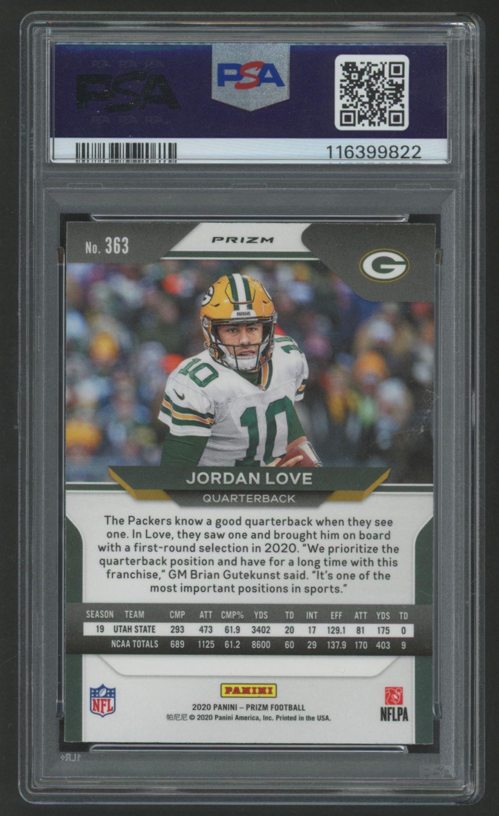 Jordan Love 2020 Panini Prizm Lazer #363 RC (PSA 9) at PristineAuction.com Jordan Love 2020 Panini Prizm Lazer #363 RC (PSA 9) at PristineAuction.com