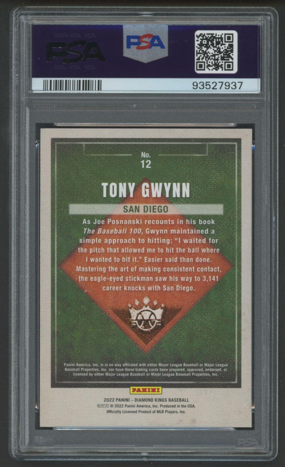 Tony Gwynn 2022 Diamond Kings Artist Proof Blue #12 (PSA 10) at PristineAuction.com Tony Gwynn 2022 Diamond Kings Artist Proof Blue #12 (PSA 10) at PristineAuction.com