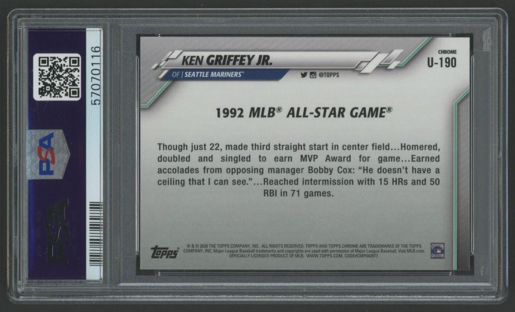 Ken Griffey Jr. 2020 Topps Chrome Sapphire Edition #190 (PSA 10) at PristineAuction.com Ken Griffey Jr. 2020 Topps Chrome Sapphire Edition #190 (PSA 10) at PristineAuction.com