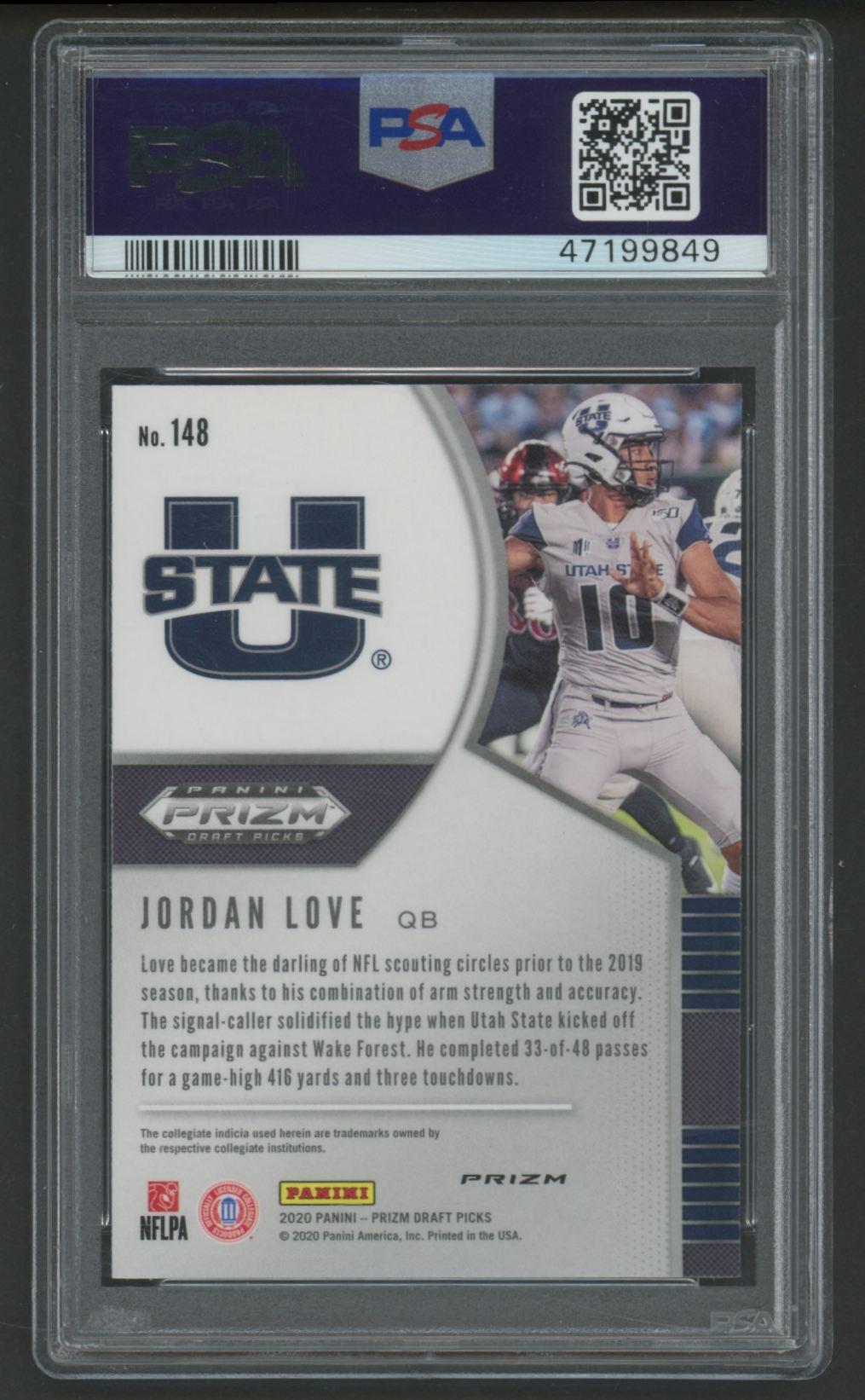 Jordan Love 2020 Panini Prizm Draft Picks Silver Prizm #148 RC (PSA 10) at PristineAuction.com Jordan Love 2020 Panini Prizm Draft Picks Silver Prizm #148 RC (PSA 10) at PristineAuction.com