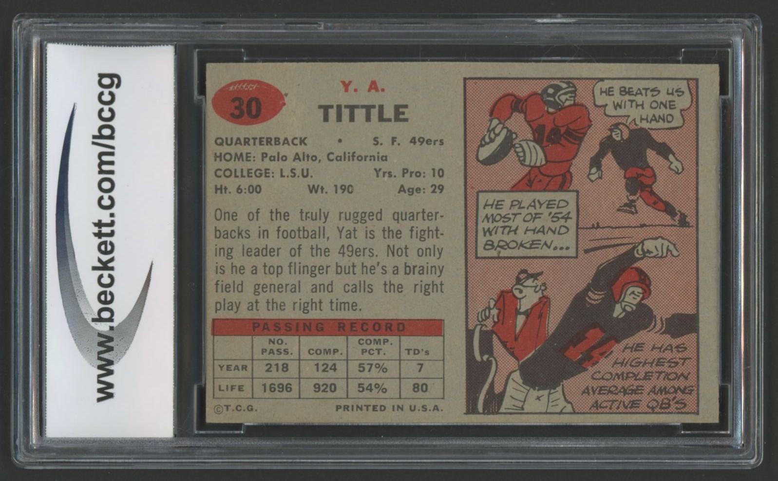 Y. A.Tittle 1957 Topps #30 (BCCG 8) at PristineAuction.com Y. A.Tittle 1957 Topps #30 (BCCG 8) at PristineAuction.com
