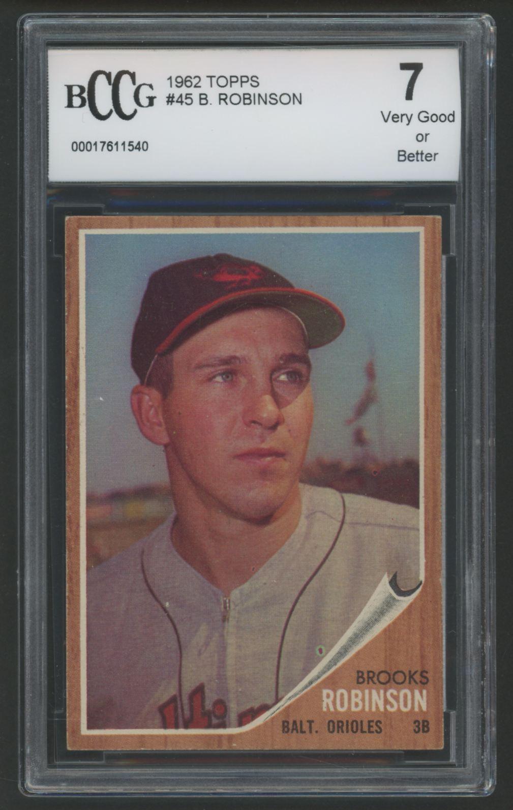 Brooks Robinson 1962 Topps #45 (BCCG 7) at PristineAuction.com Brooks Robinson 1962 Topps #45 (BCCG 7) at PristineAuction.com