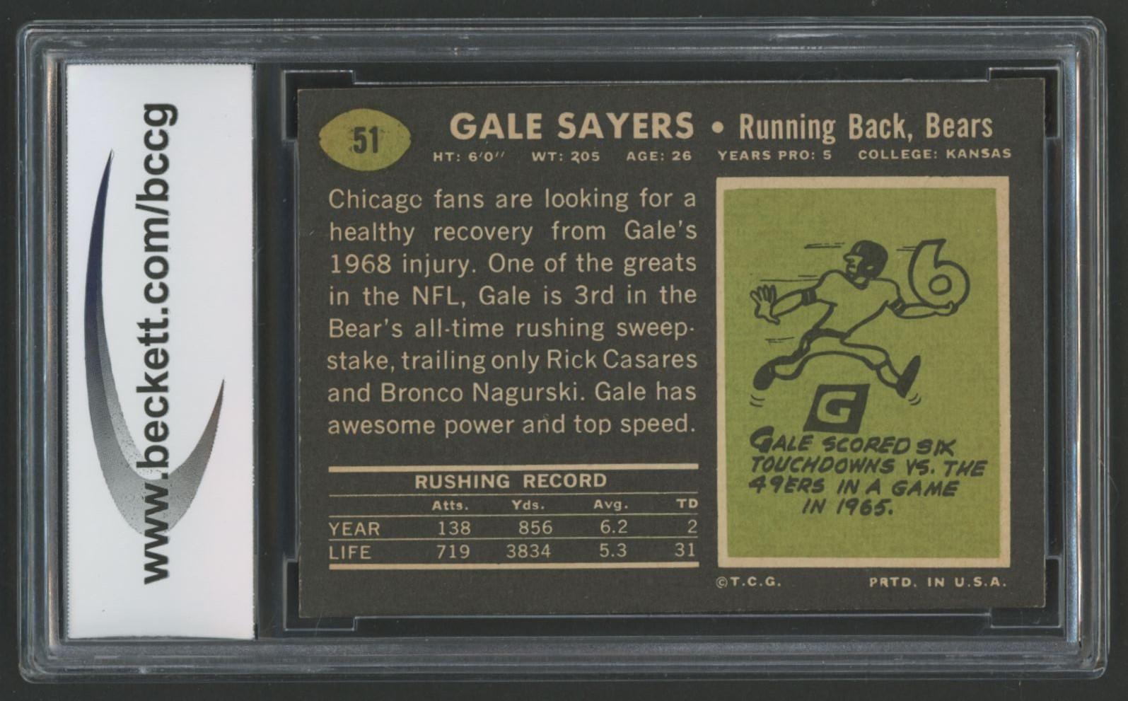 Gale Sayers 1969 Topps #51 (BCCG 8) at PristineAuction.com Gale Sayers 1969 Topps #51 (BCCG 8) at PristineAuction.com