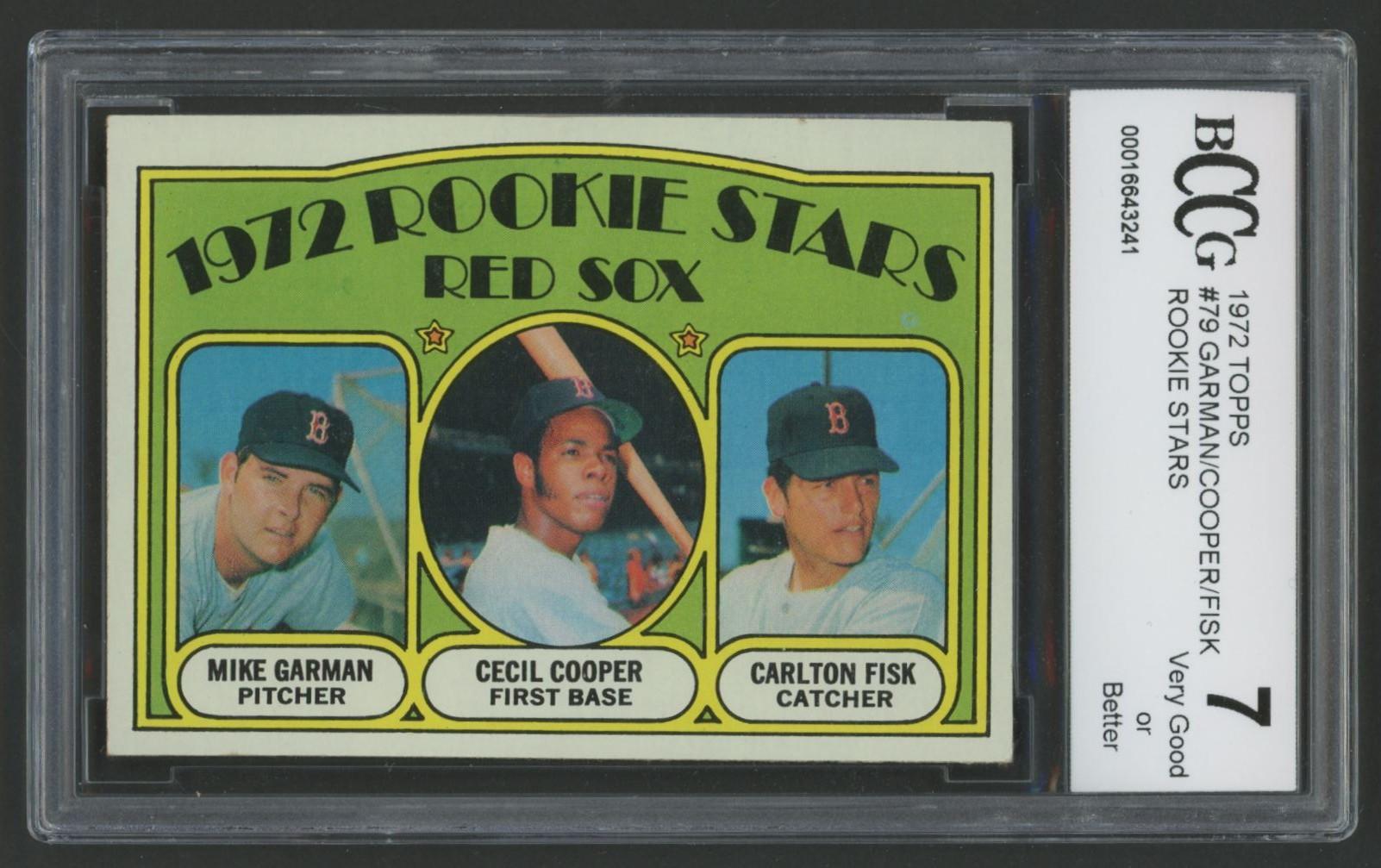 Mike Garman / Cecil Cooper RC / Carlton Fisk RC 1972 Topps Rookie Stars #79 (BCCG 7) at PristineAuction.com Mike Garman / Cecil Cooper RC / Carlton Fisk RC 1972 Topps Rookie Stars #79 (BCCG 7) at PristineAuction.com
