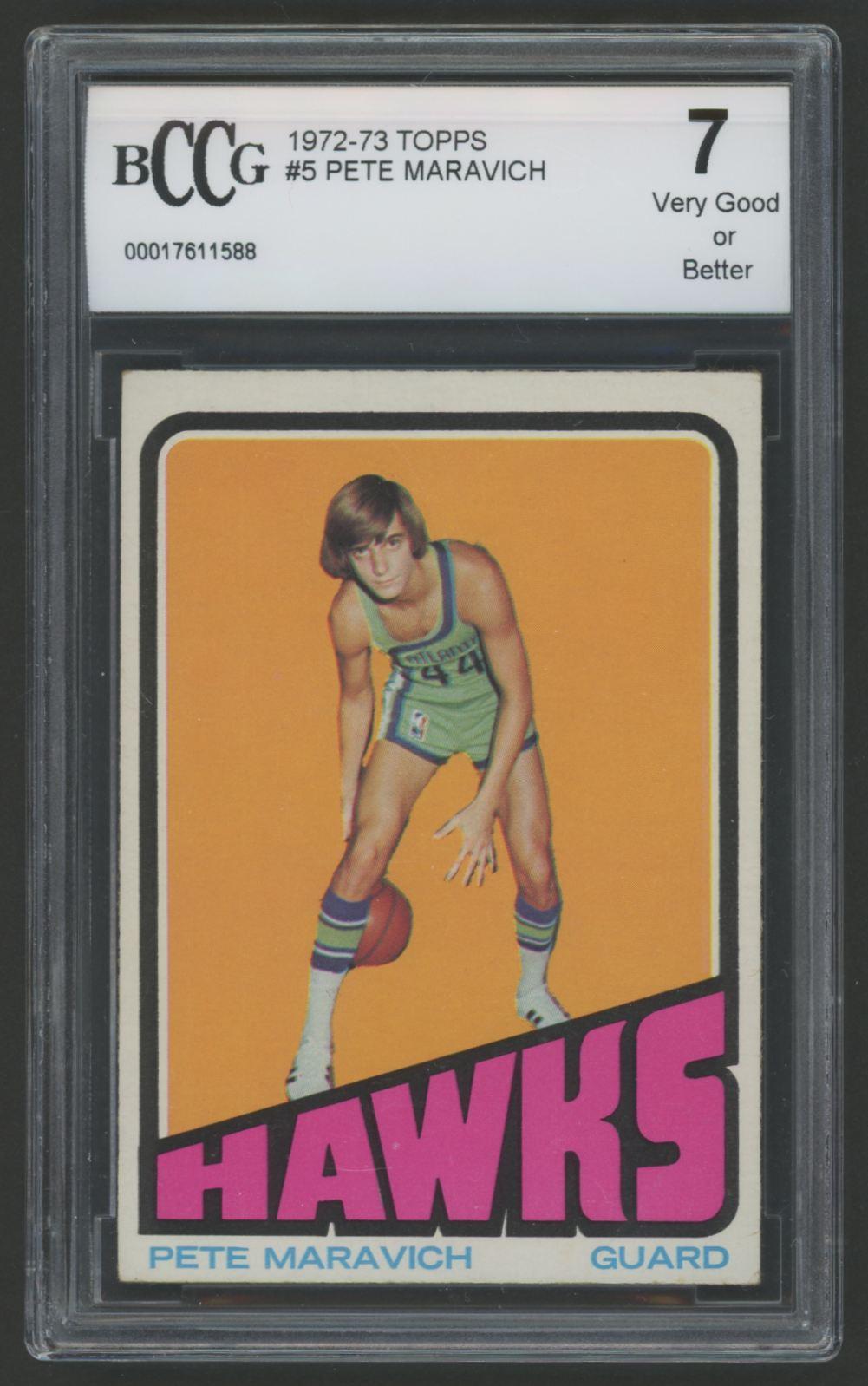 Pete Maravich 1972-73 Topps #5 (BCCG 7) at PristineAuction.com Pete Maravich 1972-73 Topps #5 (BCCG 7) at PristineAuction.com