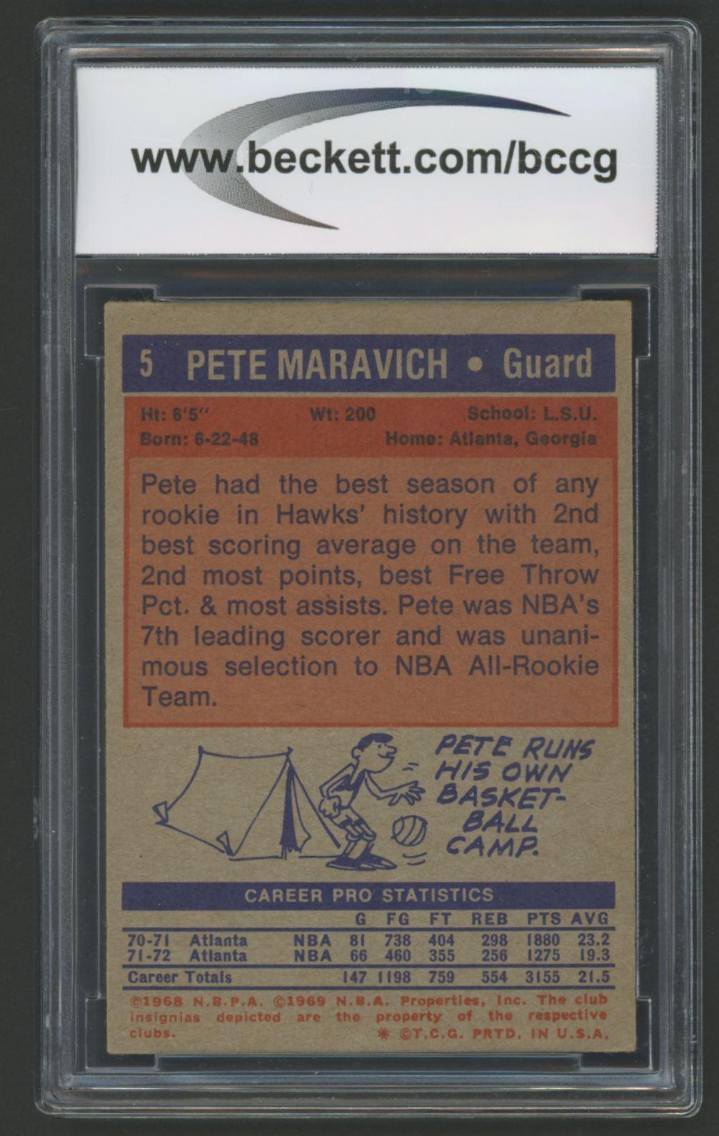 Pete Maravich 1972-73 Topps #5 (BCCG 7) at PristineAuction.com Pete Maravich 1972-73 Topps #5 (BCCG 7) at PristineAuction.com