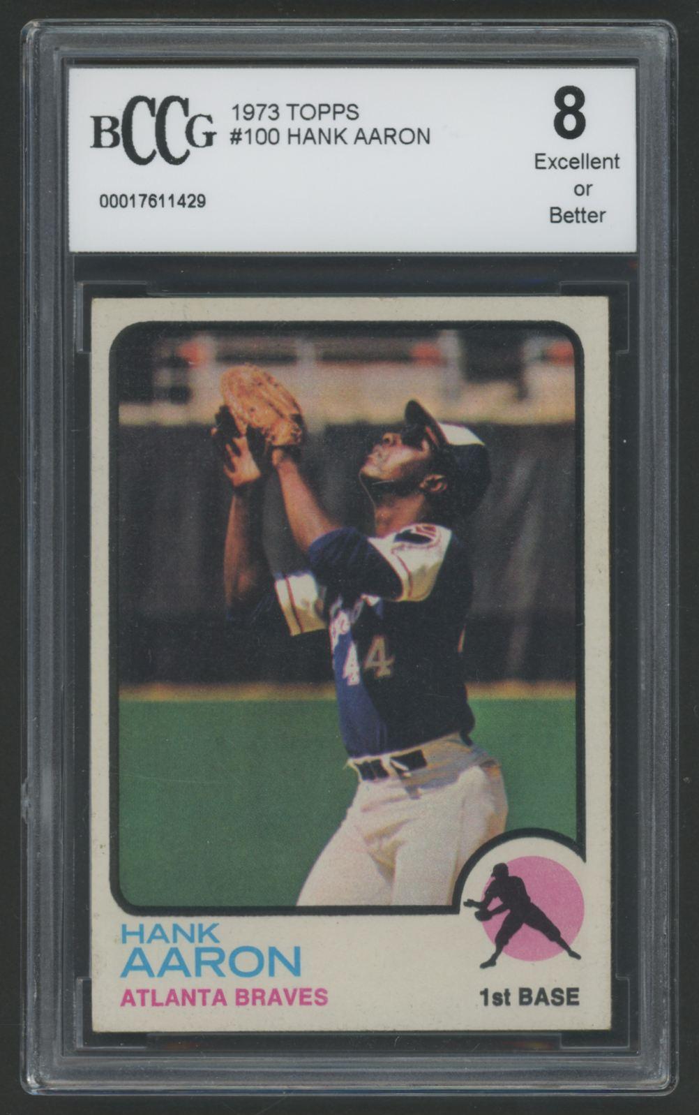 1973 Topps Hank Aaron #100 (BCCG 8) at PristineAuction.com 1973 Topps Hank Aaron #100 (BCCG 8) at PristineAuction.com