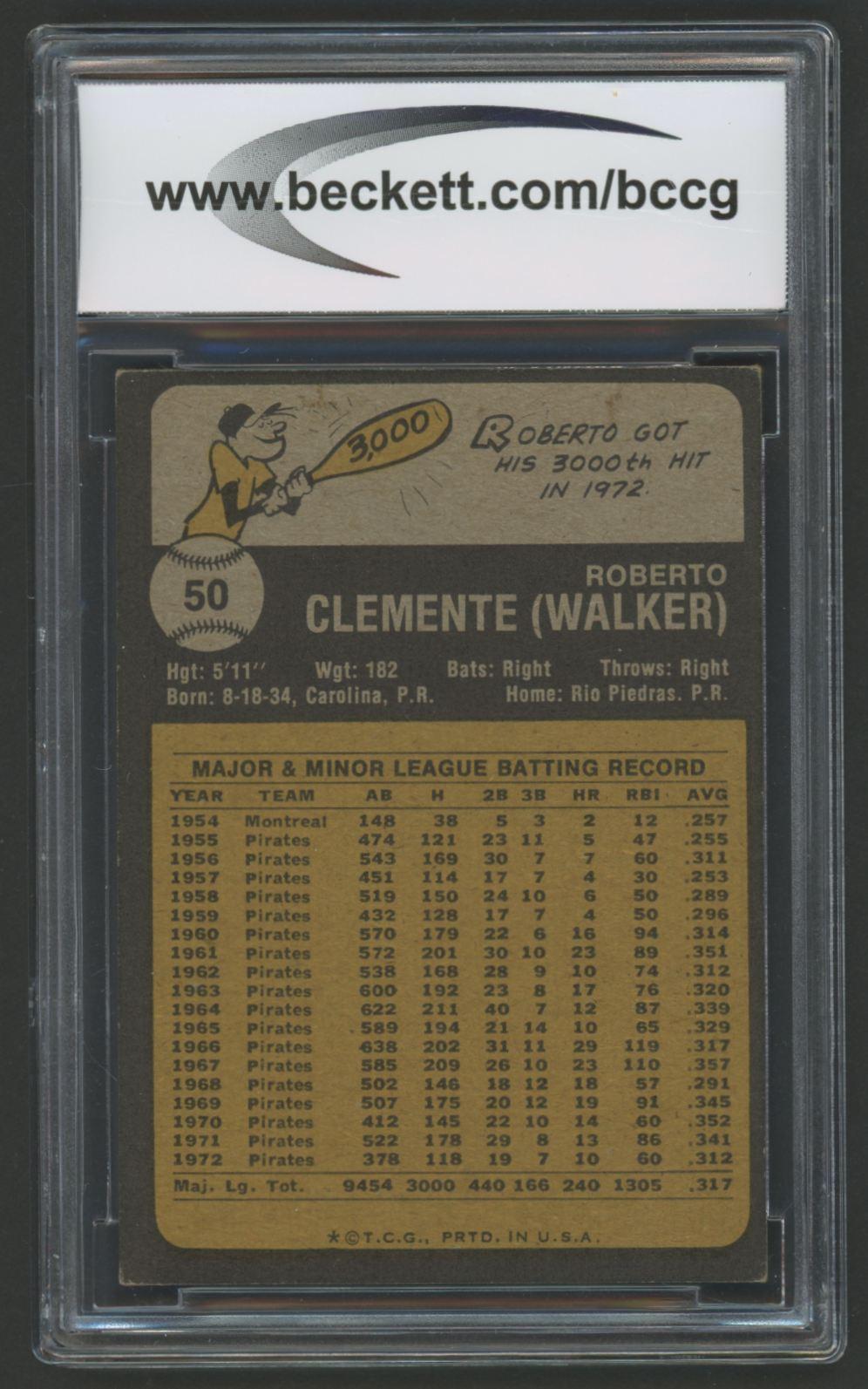 Roberto Clemente 1973 Topps #50 (BCCG 7) at PristineAuction.com Roberto Clemente 1973 Topps #50 (BCCG 7) at PristineAuction.com