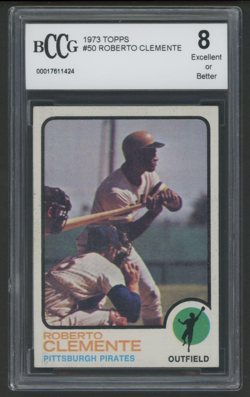 Roberto Clemente 1973 Topps #50 (BCCG 8) at PristineAuction.com Roberto Clemente 1973 Topps #50 (BCCG 8) at PristineAuction.com