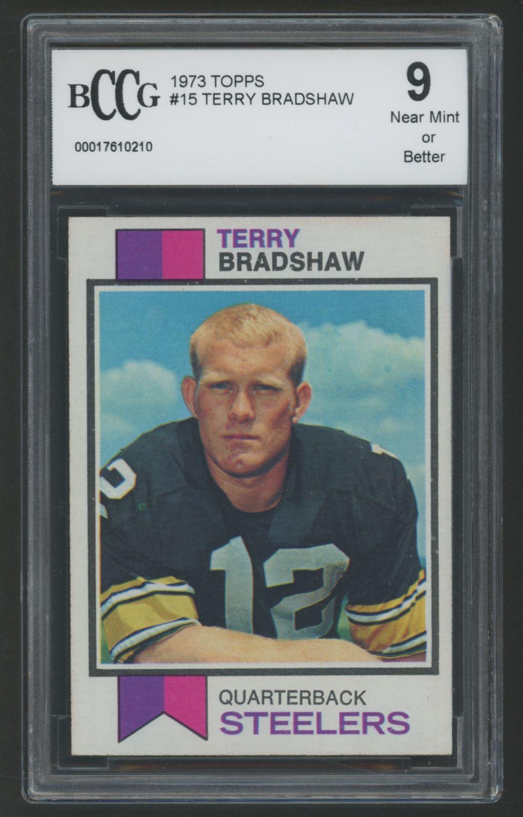 Terry Bradshaw 1973 Topps #15 (BCCG 9) at PristineAuction.com Terry Bradshaw 1973 Topps #15 (BCCG 9) at PristineAuction.com
