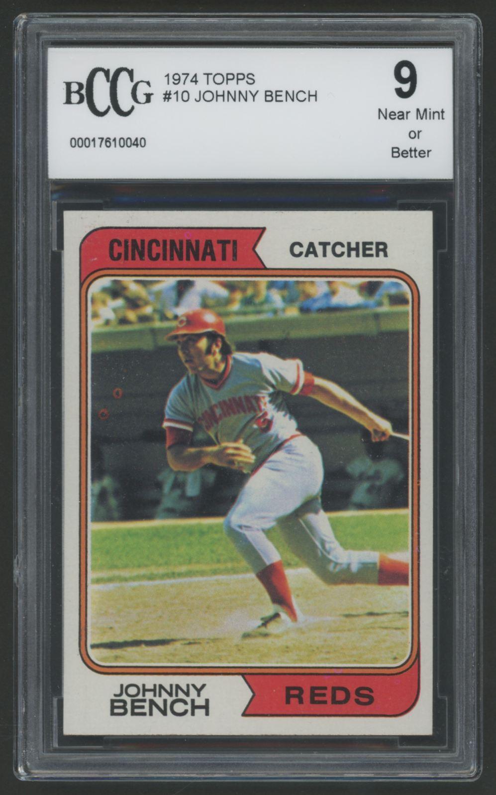 Johnny Bench 1974 Topps #10 (BCCG 9) at PristineAuction.com Johnny Bench 1974 Topps #10 (BCCG 9) at PristineAuction.com