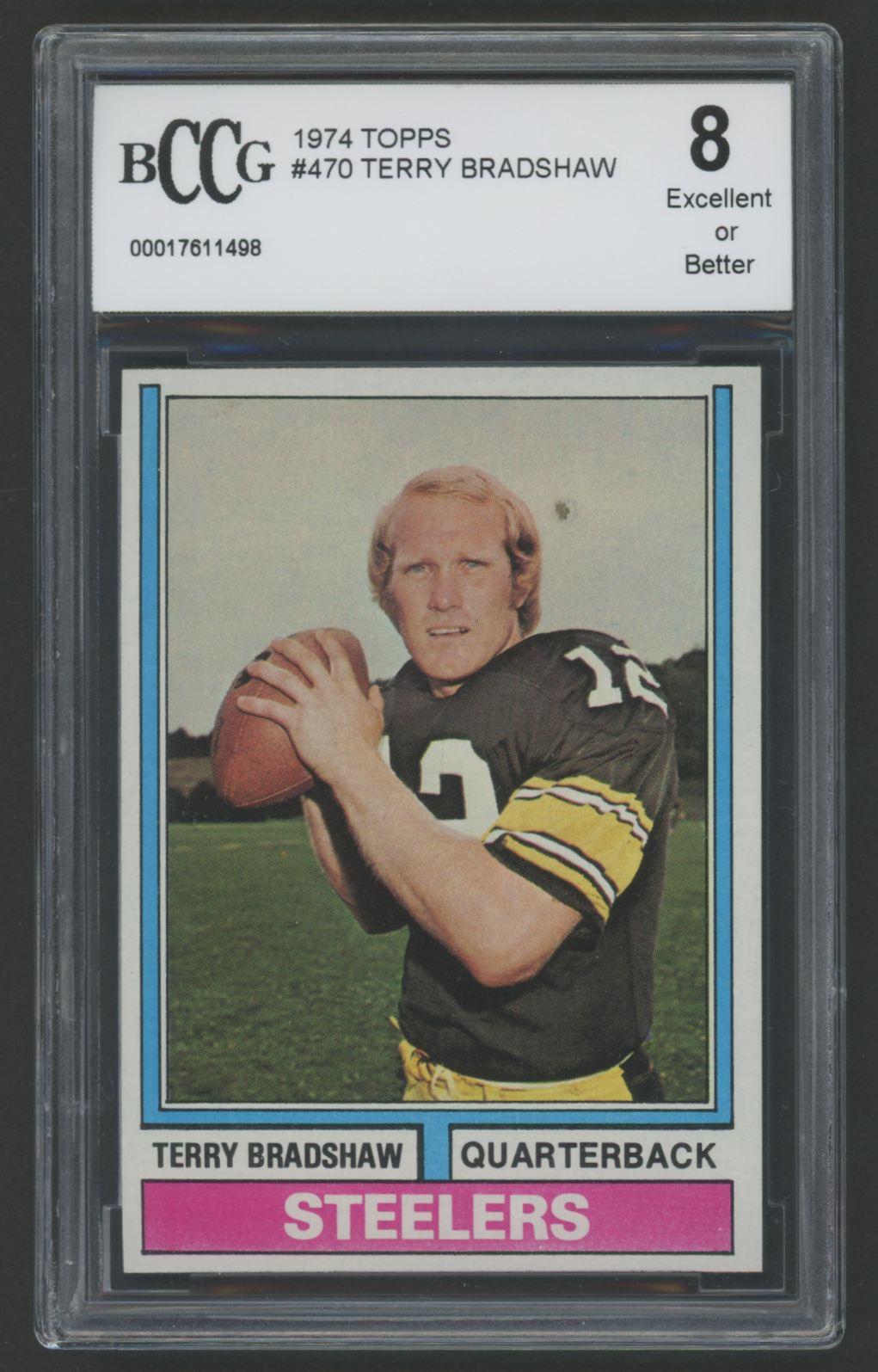 Terry Bradshaw 1974 Topps #470 (BCCG 8) at PristineAuction.com Terry Bradshaw 1974 Topps #470 (BCCG 8) at PristineAuction.com