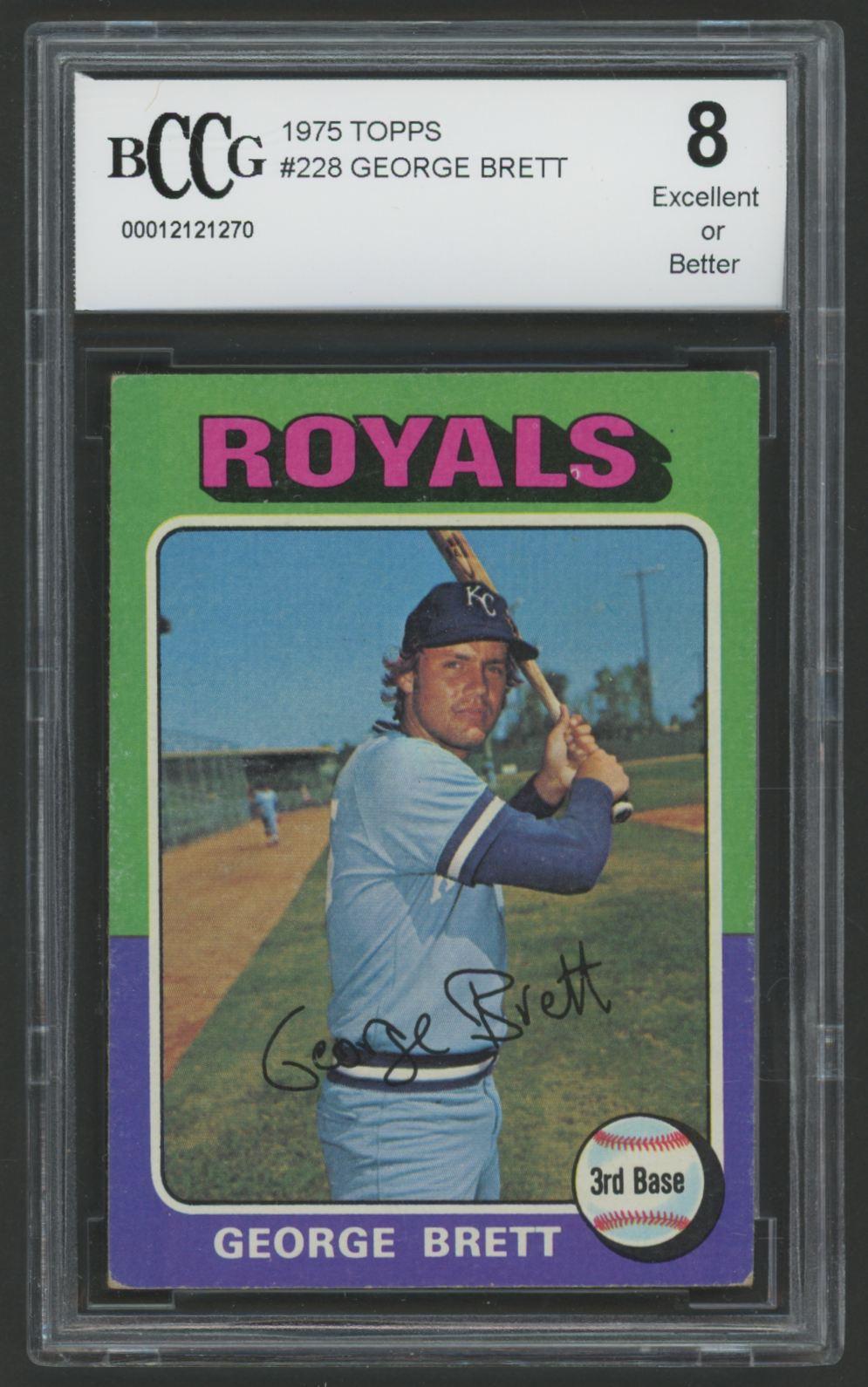 George Brett 1975 Topps #228 RC (BCCG 8) at PristineAuction.com George Brett 1975 Topps #228 RC (BCCG 8) at PristineAuction.com