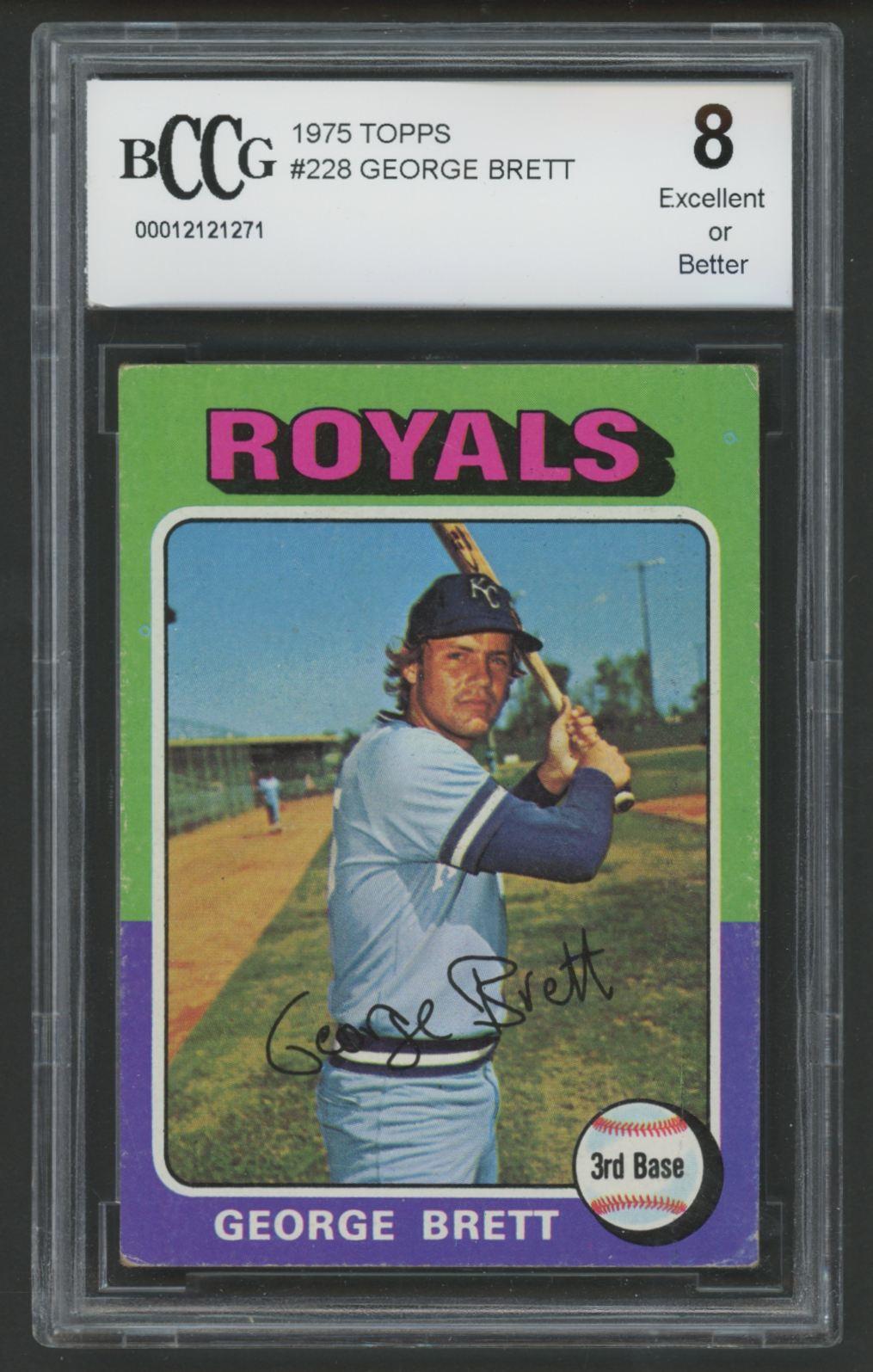 George Brett 1975 Topps #228 RC (BCCG 8) at PristineAuction.com George Brett 1975 Topps #228 RC (BCCG 8) at PristineAuction.com