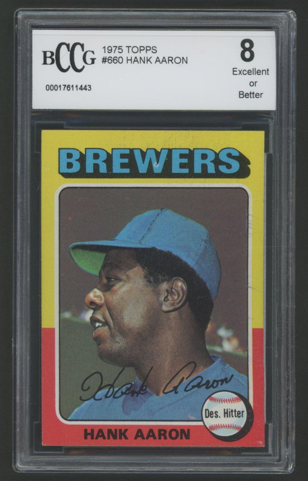 Hank Aaron 1975 Topps #660 (BCCG 8) at PristineAuction.com Hank Aaron 1975 Topps #660 (BCCG 8) at PristineAuction.com