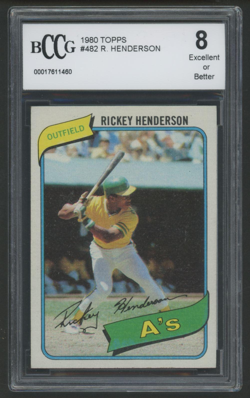 Rickey Henderson 1980 Topps #482 RC (BCCG 8) at PristineAuction.com Rickey Henderson 1980 Topps #482 RC (BCCG 8) at PristineAuction.com